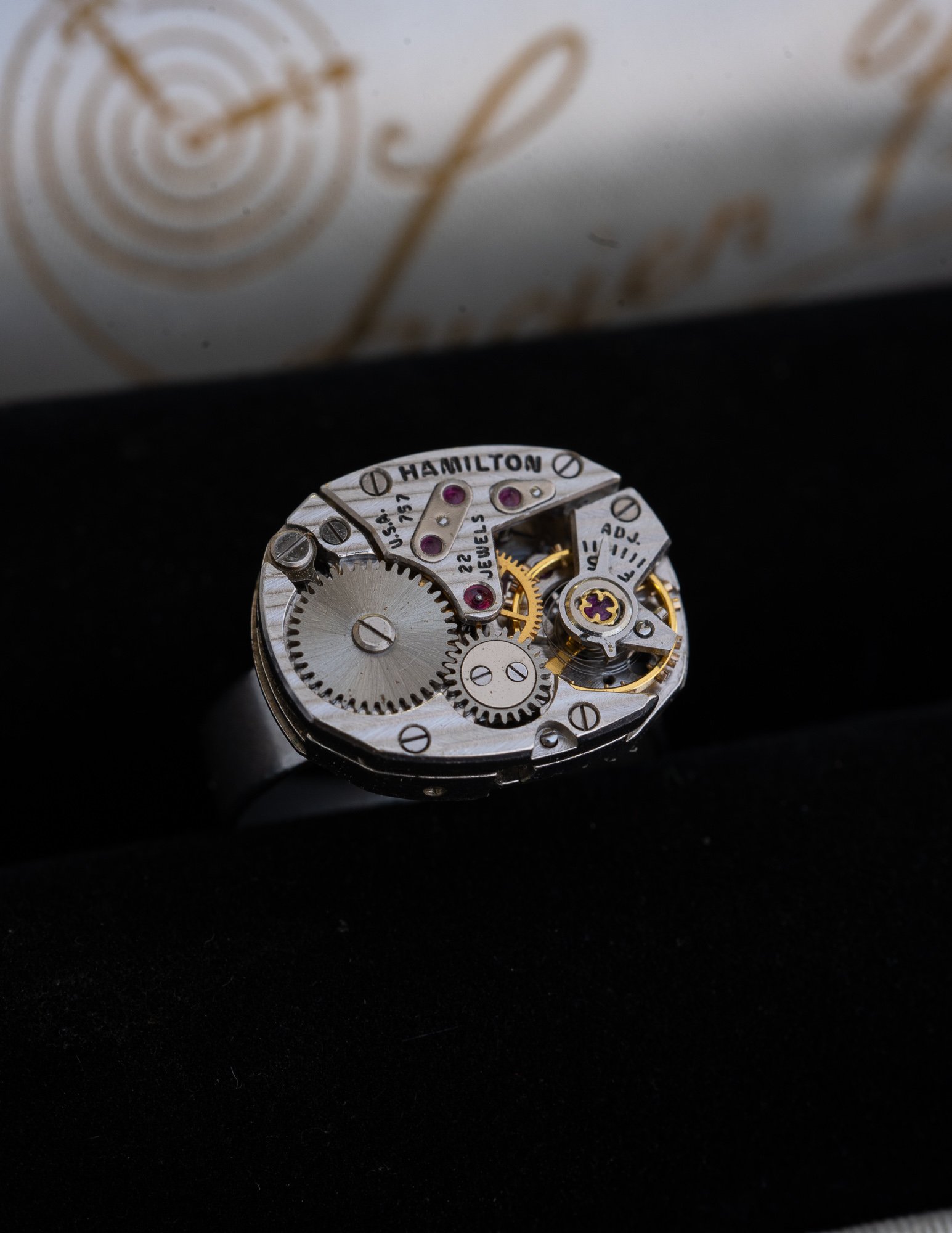 Hamilton Antique Watch Stainless Steel Adjustable Ring