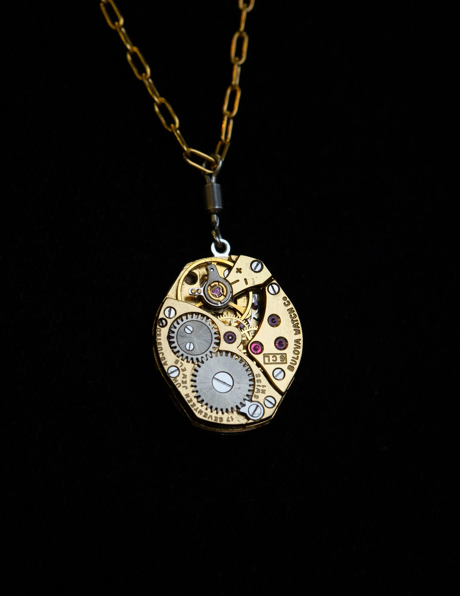 Antique Bulova Wristwatch Double-Sided Necklace