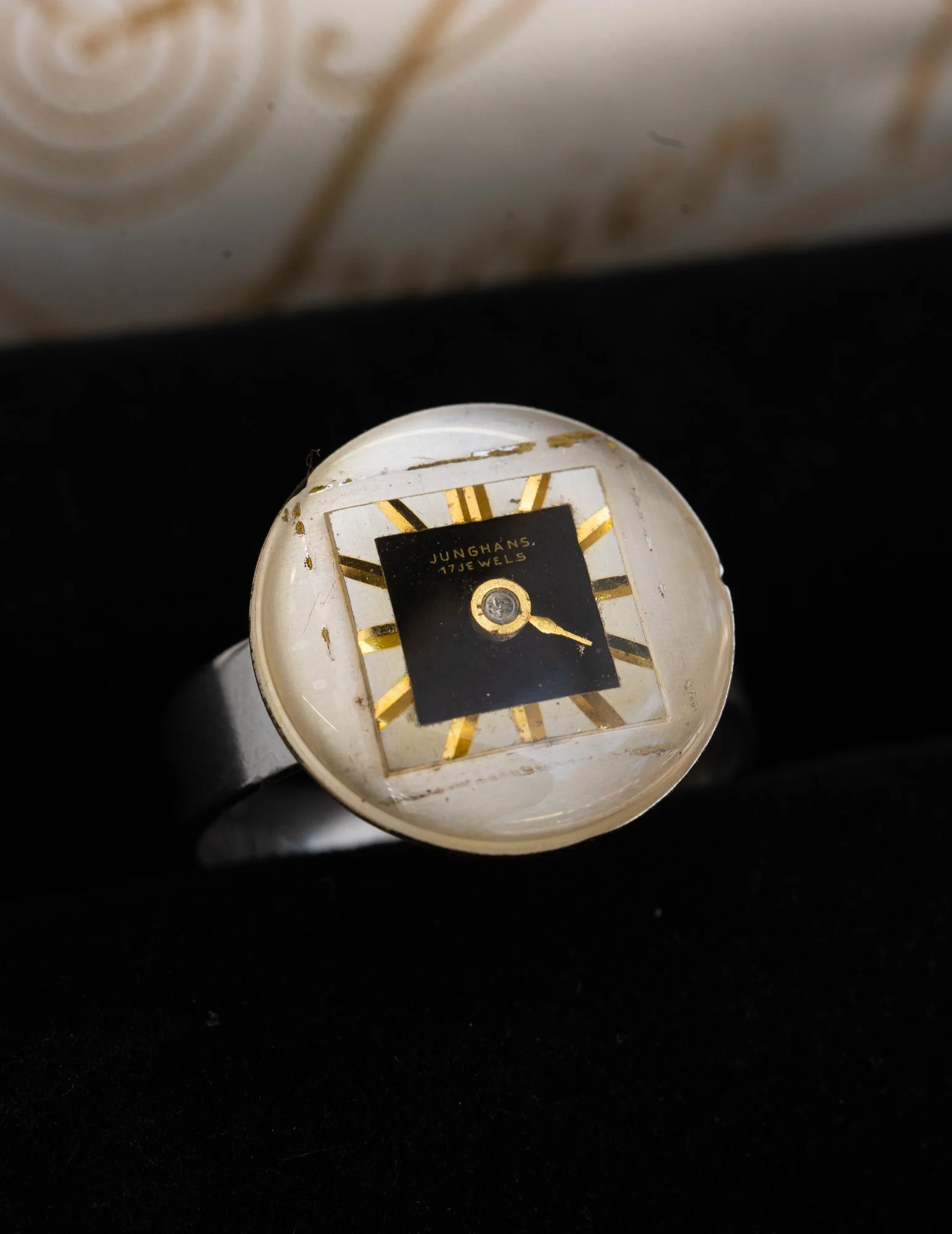 Antique Watch Dial Stainless Steel Adjustable Ring