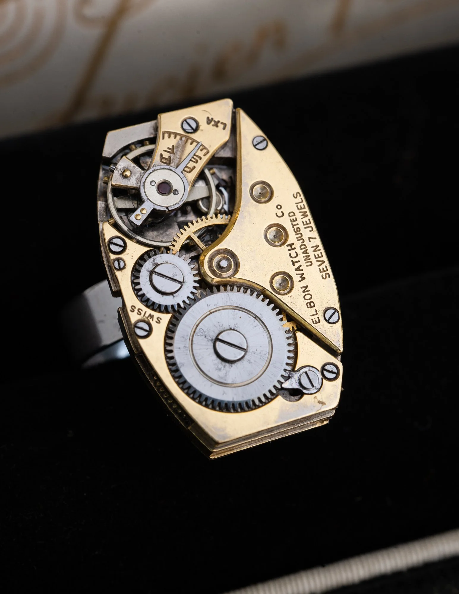 Large Rectangular Antique Watch Stainless Steel Adjustable Ring