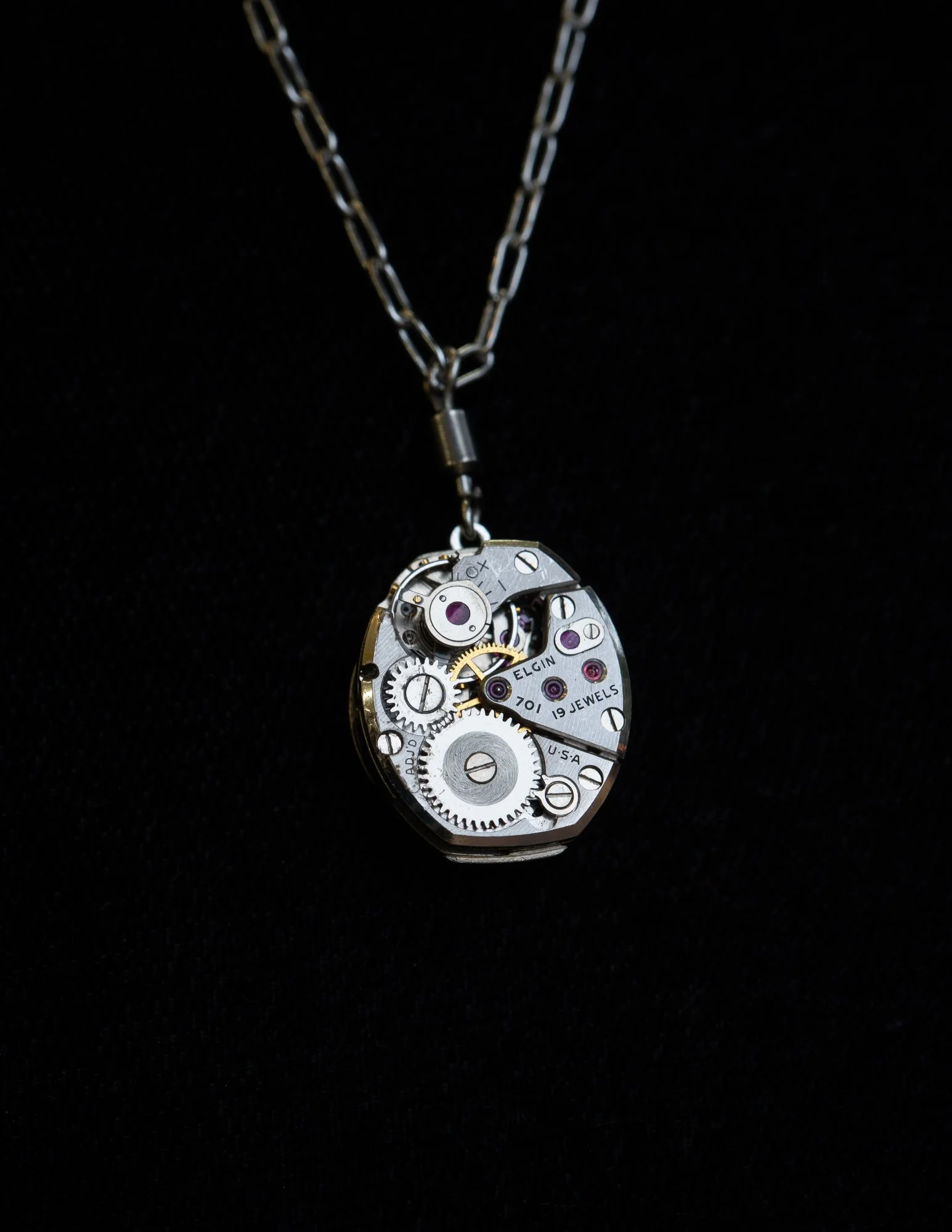 Antique Elgin Tiny Wristwatch Double-Sided Necklace