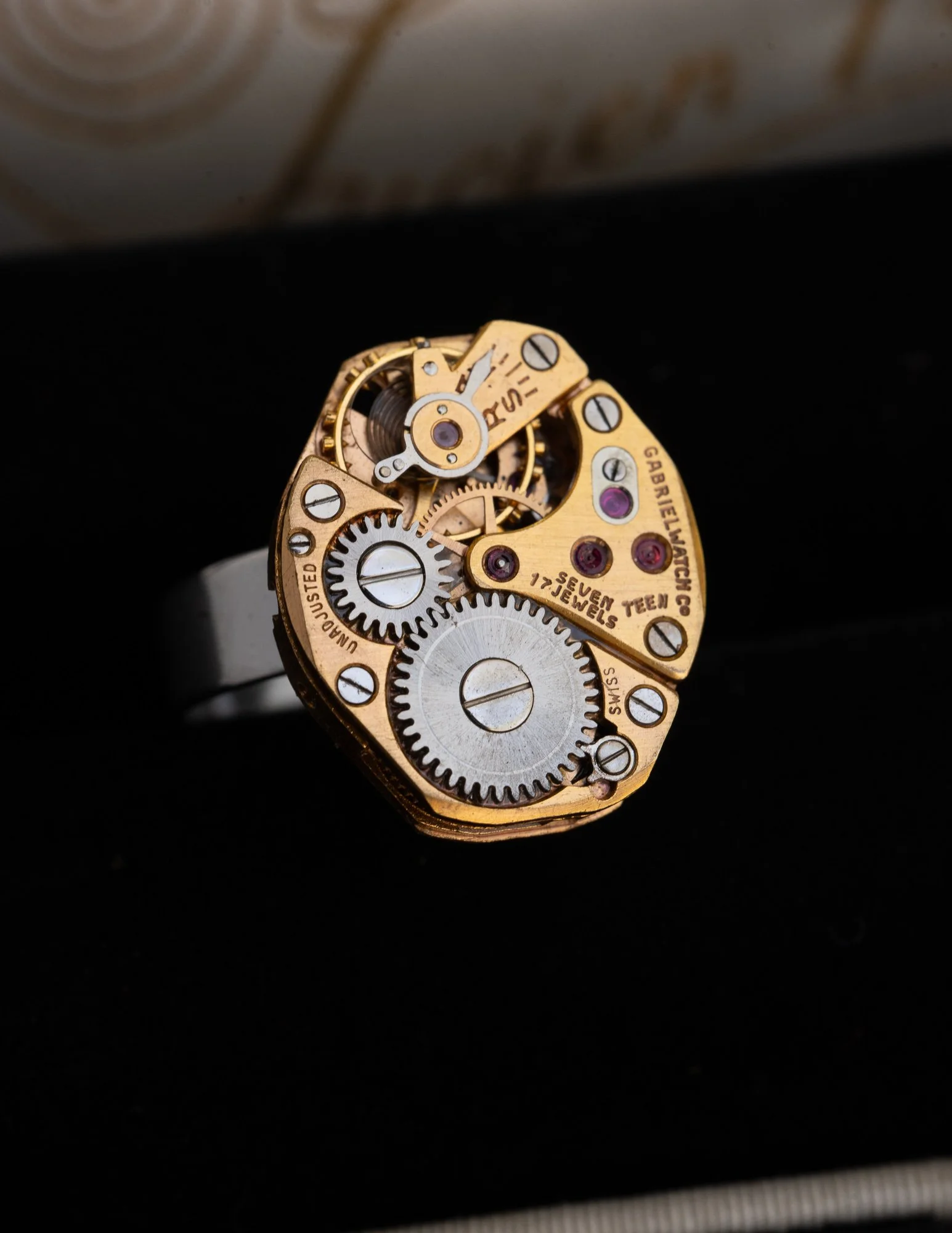 Antique Watch Stainless Steel Adjustable Ring