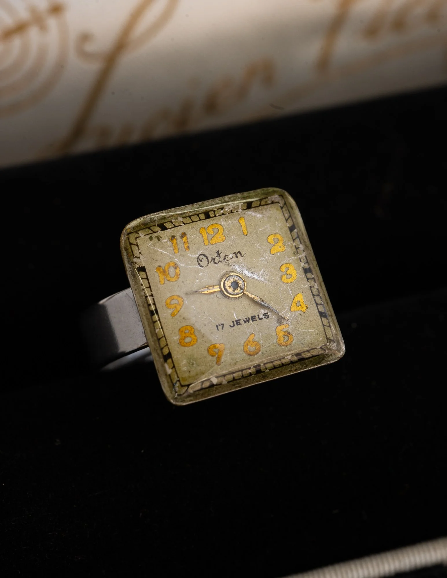 Antique Watch Dial Stainless Steel Adjustable Ring