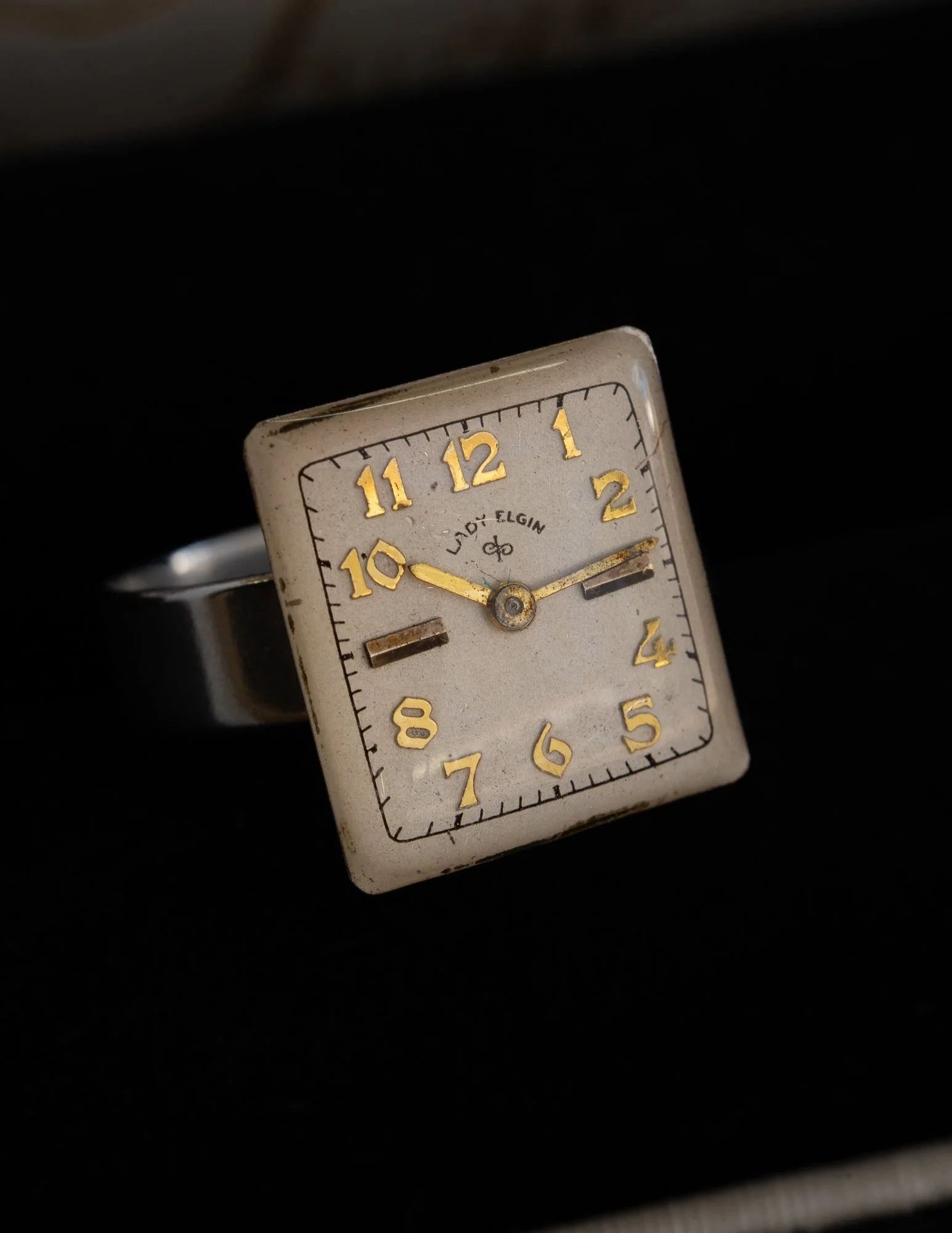 Elgin Antique Watch Dial Stainless Steel Adjustable Ring