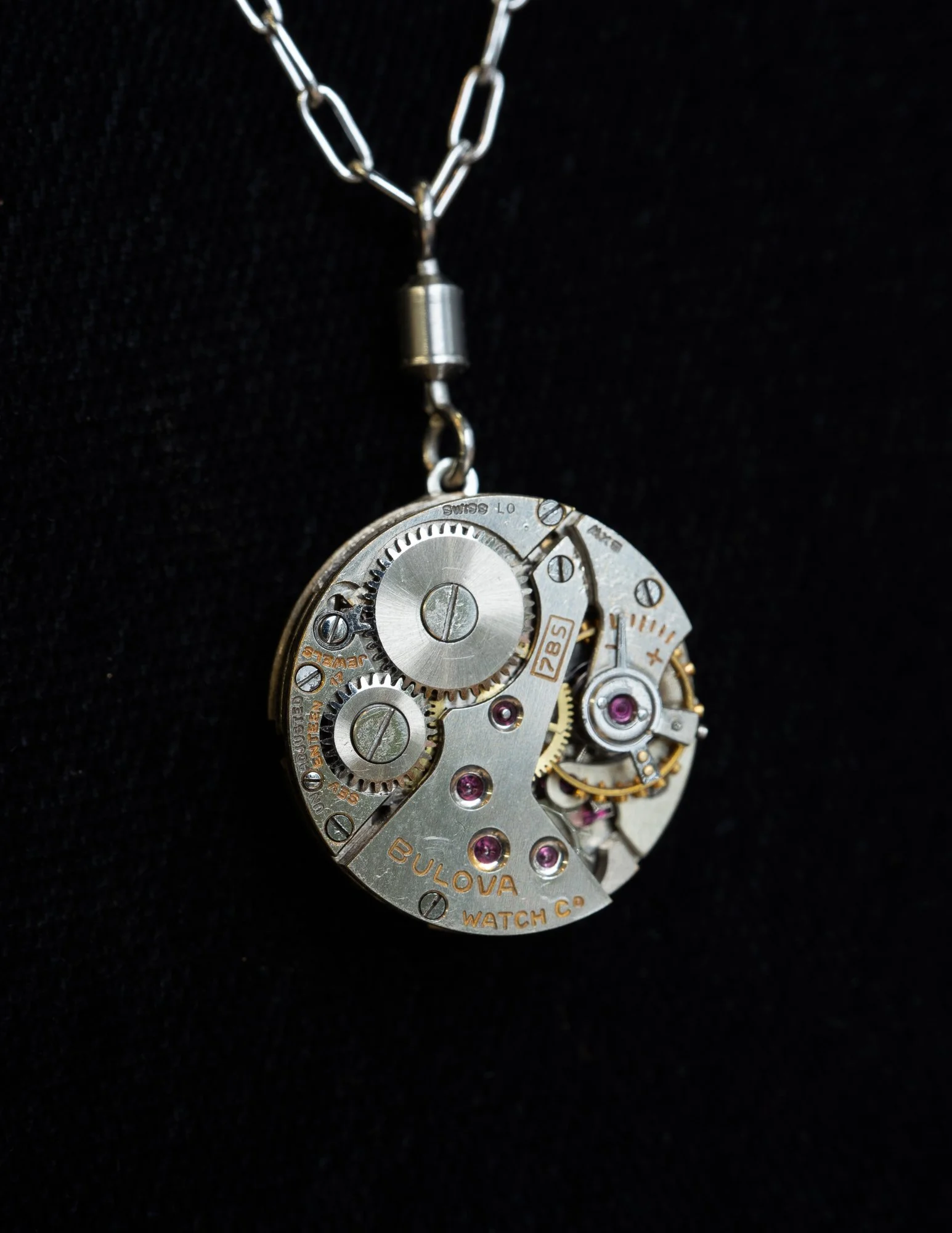 Antique Bulova Round Wristwatch Double-Sided Necklace