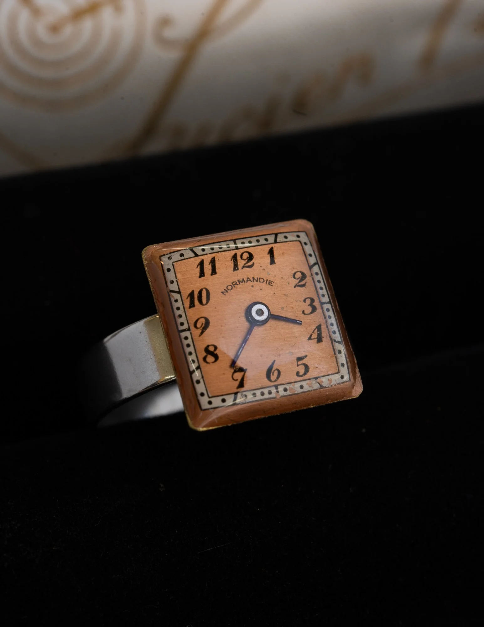 Antique Watch Dial Stainless Steel Adjustable Ring