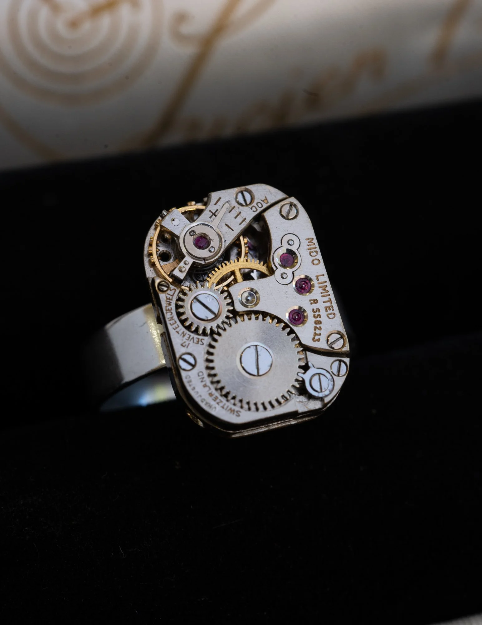 Antique Square Watch Stainless Steel Adjustable Ring