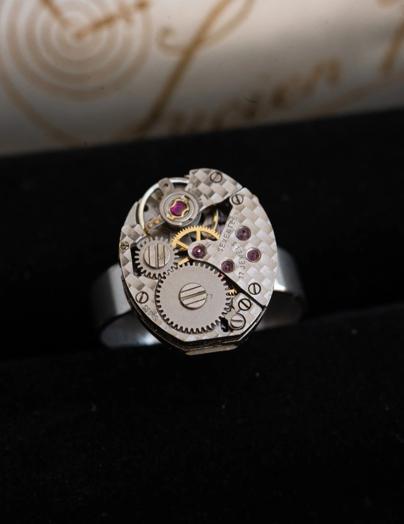 Tiny Antique Watch Stainless Steel Adjustable Ring