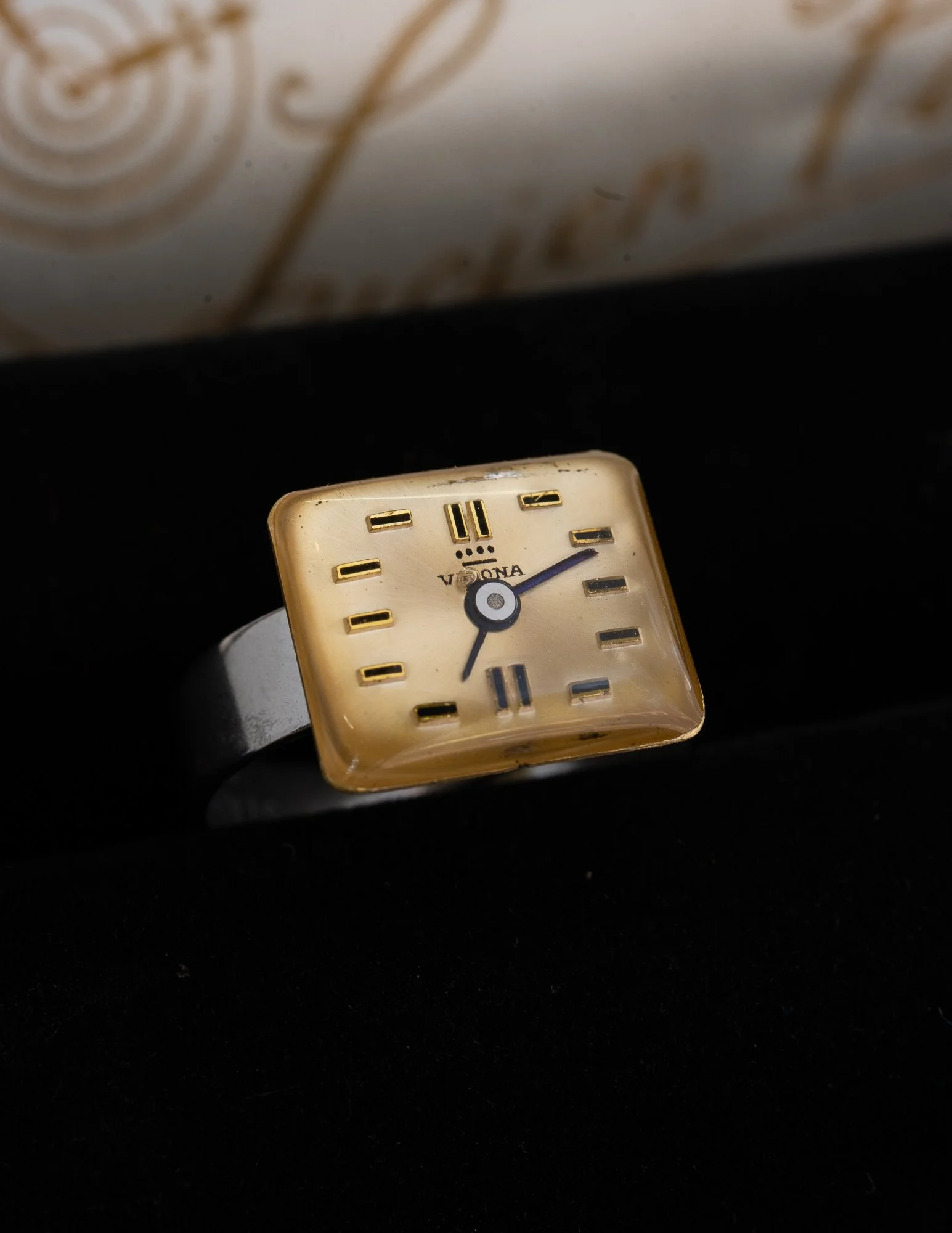 Antique Watch Dial Stainless Steel Adjustable Ring