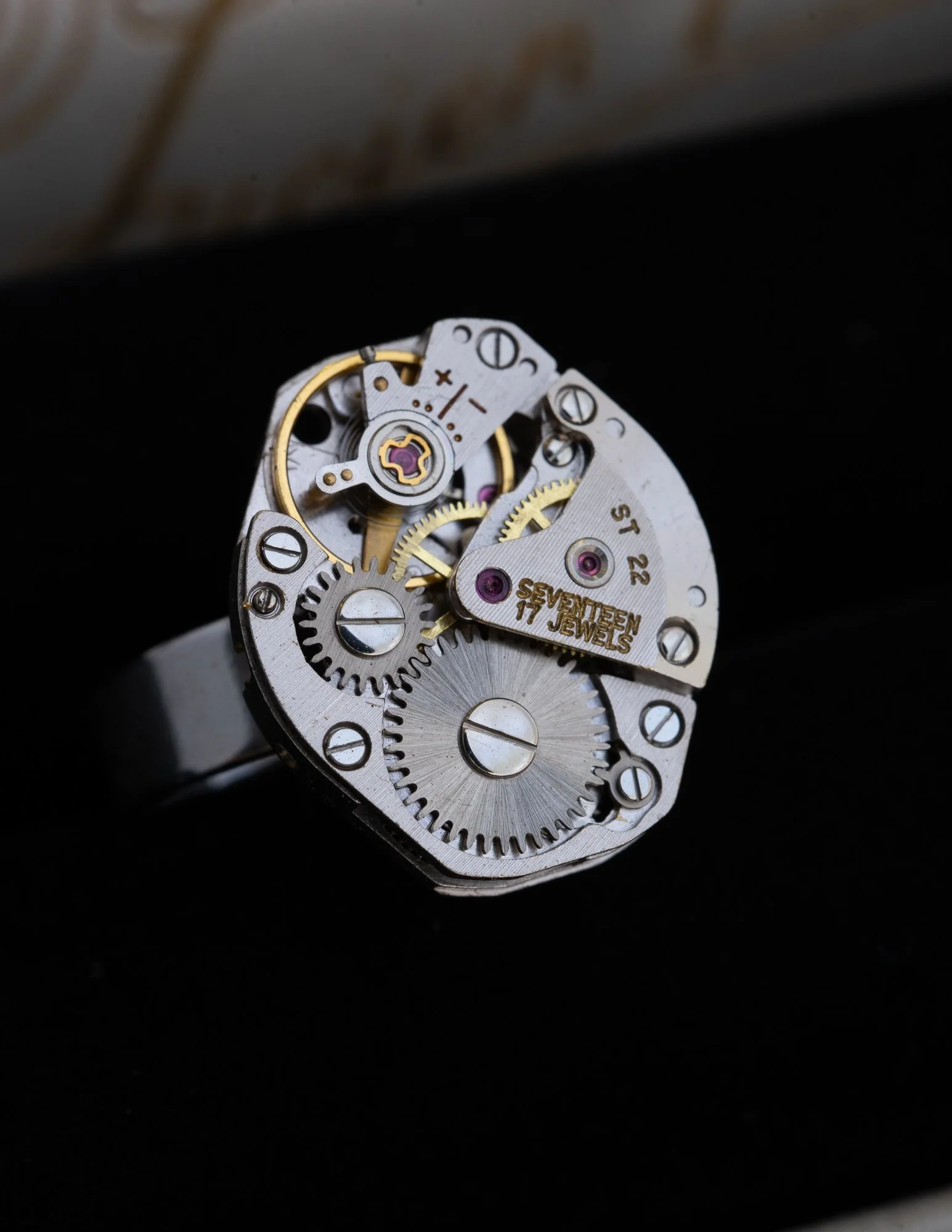 Antique Watch Stainless Steel Adjustable Ring