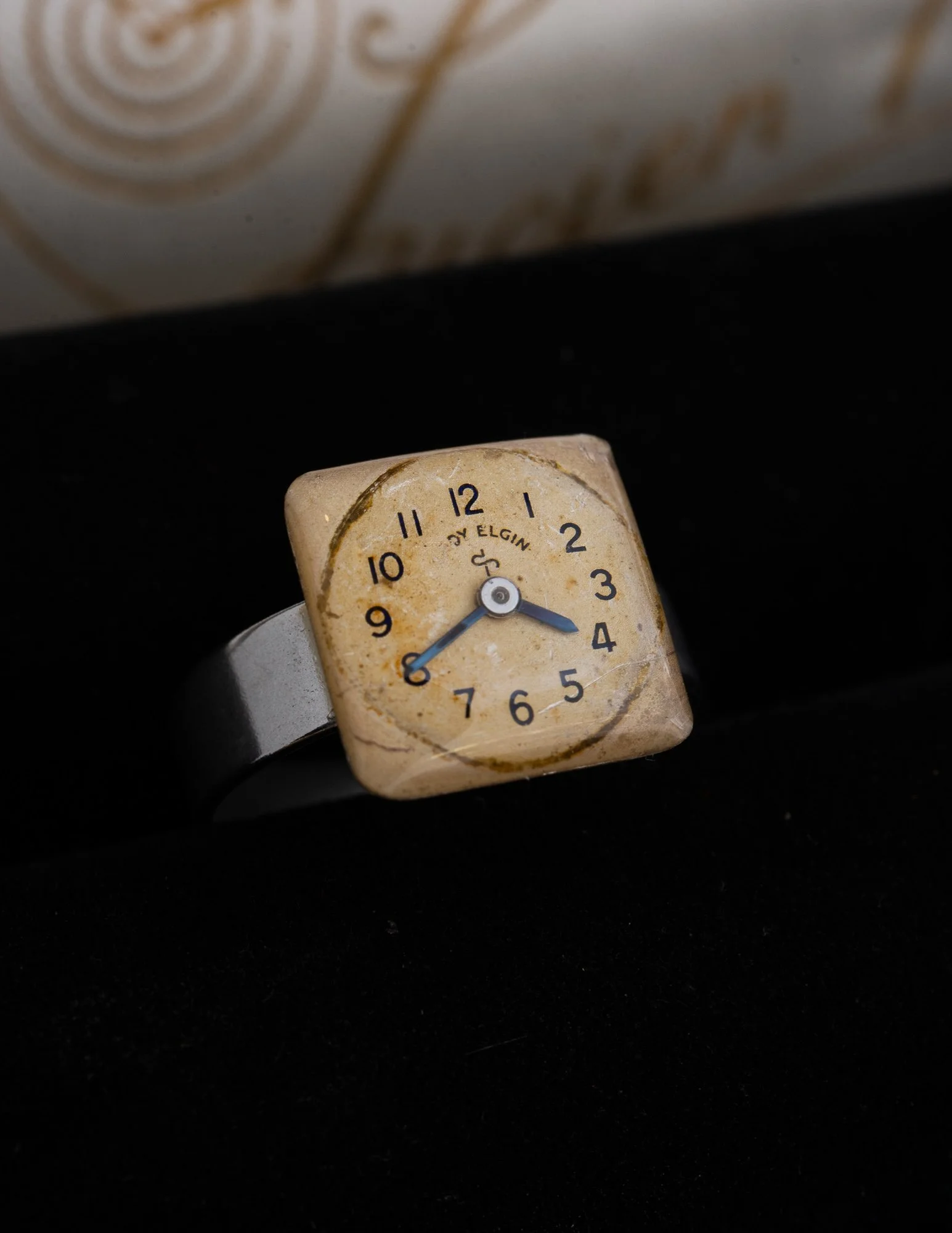 Antique Watch Dial Stainless Steel Adjustable Ring