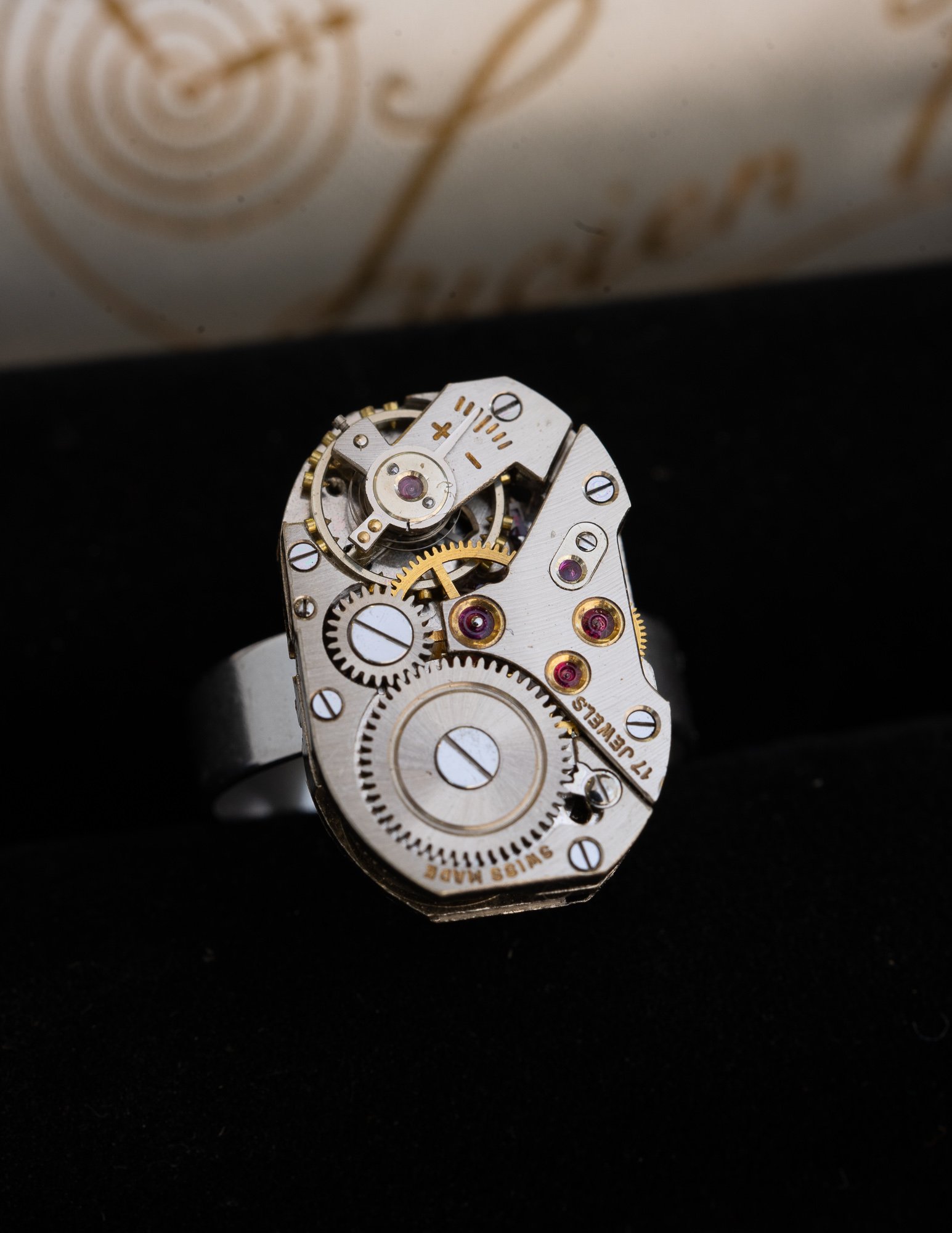 Antique Watch Stainless Steel Adjustable Ring