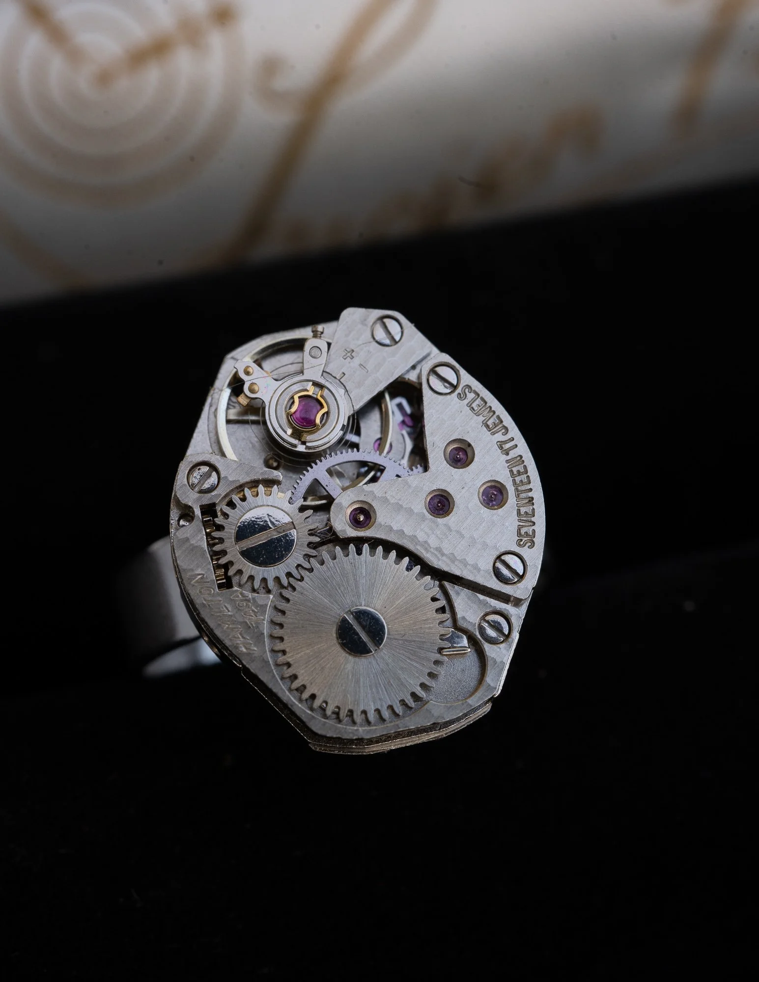 Hamilton Antique Watch Stainless Steel Adjustable Ring