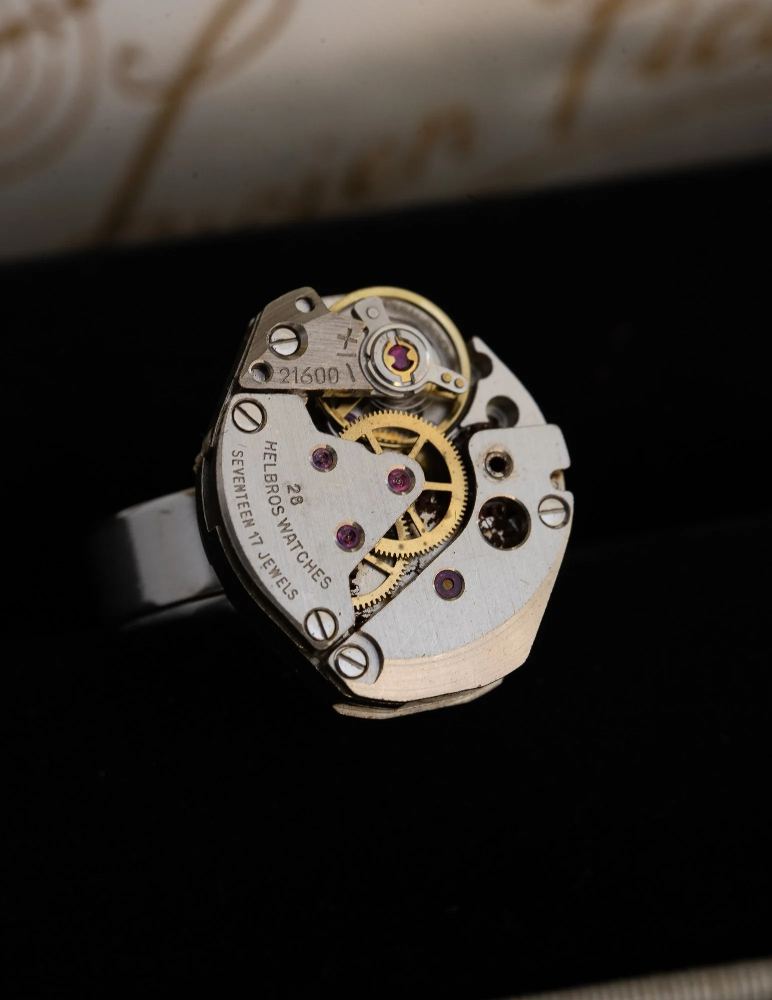 Helbros Antique Watch Stainless Steel Adjustable Ring