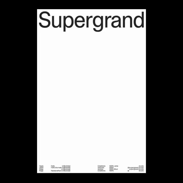 Supergrand is a design studio based in Montr&eacute;al specialising in handmade rugs &ndash; Design by @caserne 🔥
-
-
-
Submit your work 👉🏼 link in bio
-
#swissdesign #print #brandidentity #graphicdesign #minimalistic #typographic #typelayout #des