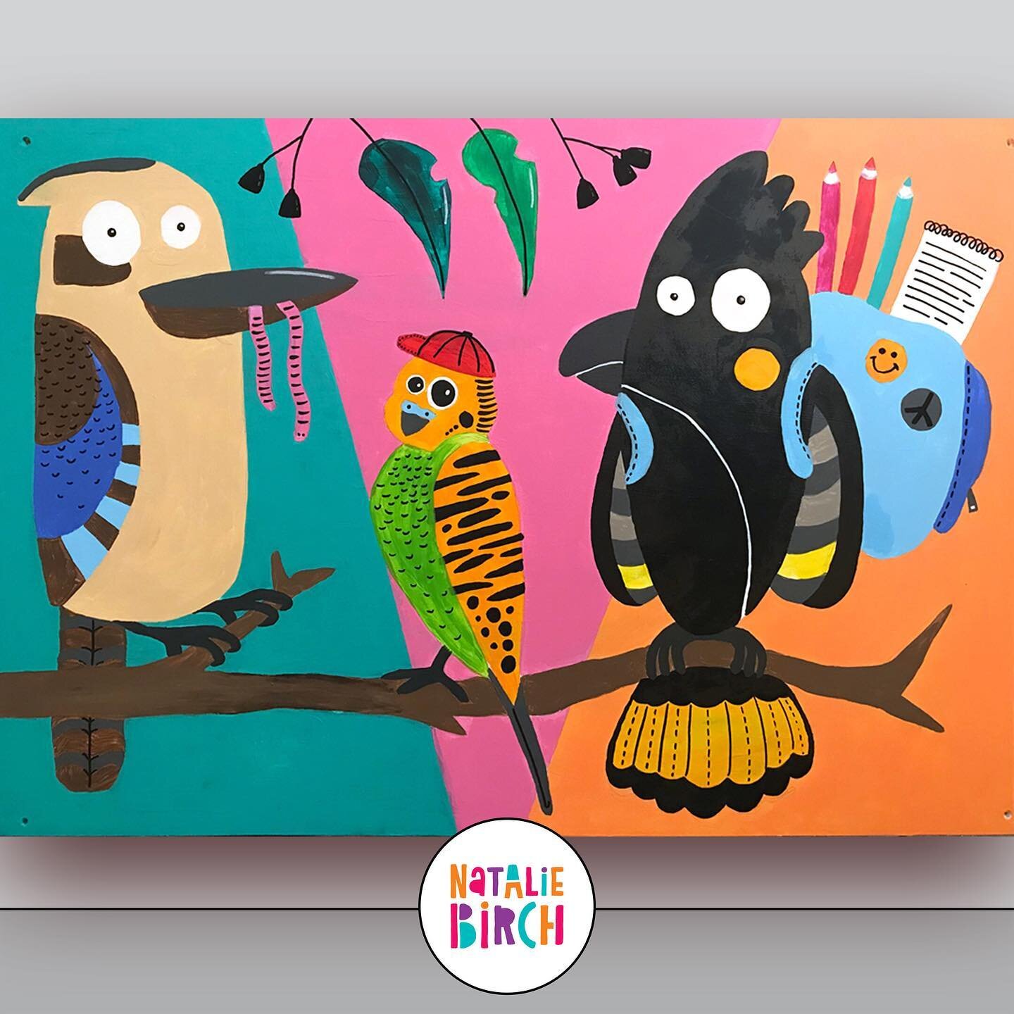 #australianbirds #triptych mural for the kids at Freedom Club Keysborough.
Panel 3/3.
Acrylic on timber.

#acrylicpainting #muralpainting #worldofcolour #paintingforkids #artforkids #cartoonbirds #kookaburra #budgie #blackcockatoo #illustration #kids