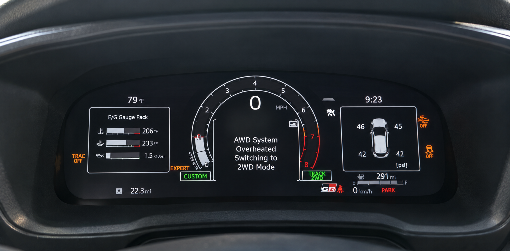 Toyota GR Corolla message of AWD System Overheated Switching to 2WD Mode