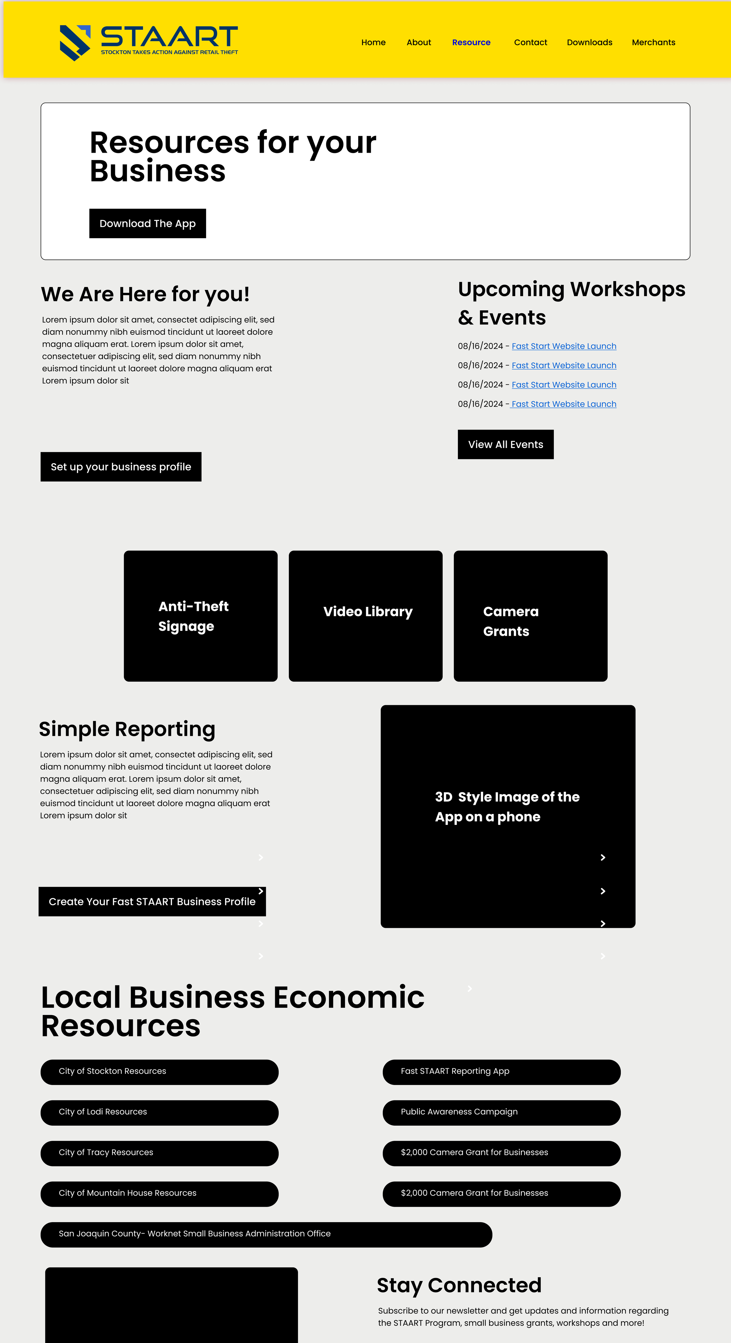 Third image of lo-mid fidelity prototype- resources for your business