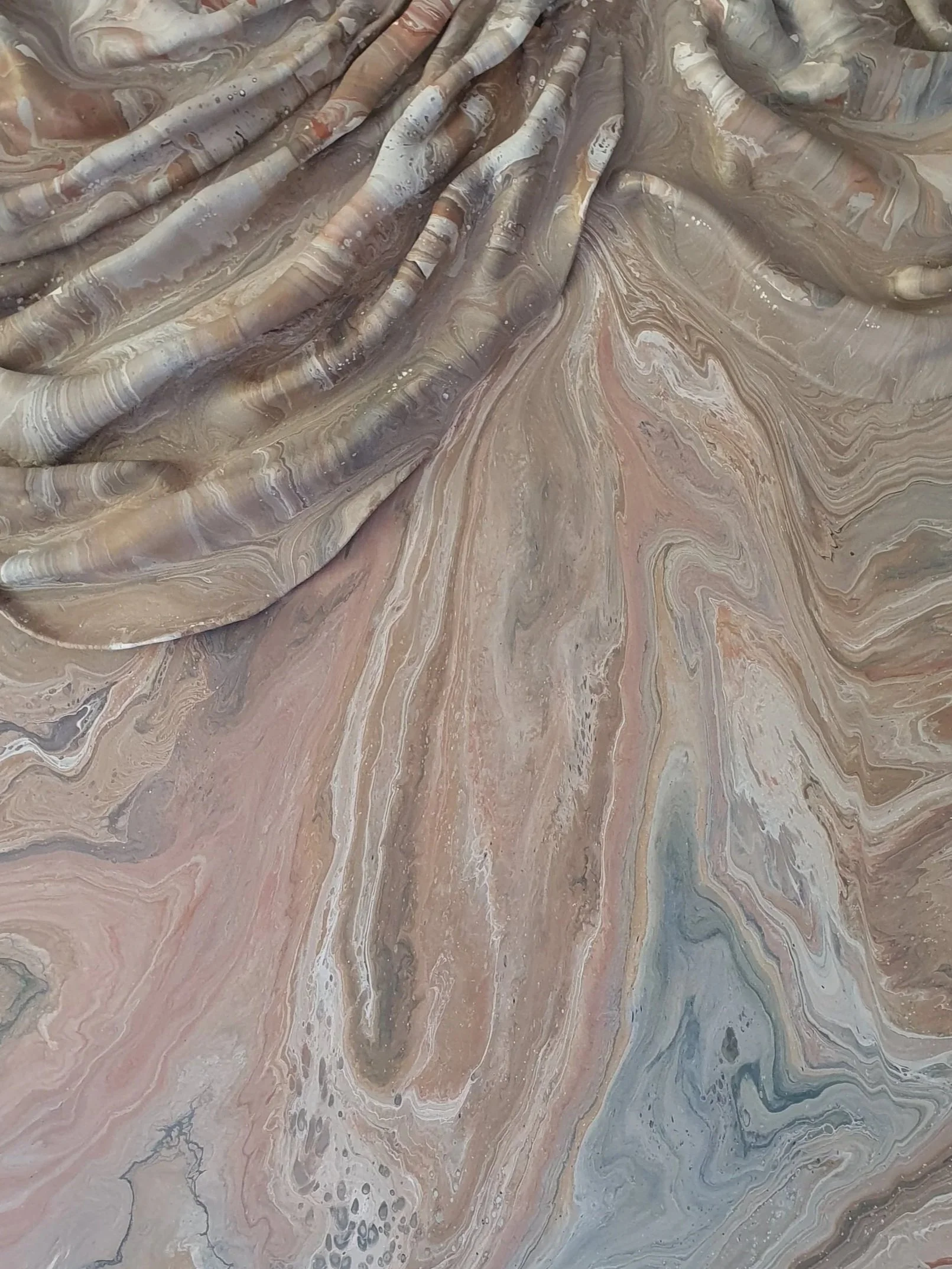 abstract sculpture wall painting acrylics pink brown