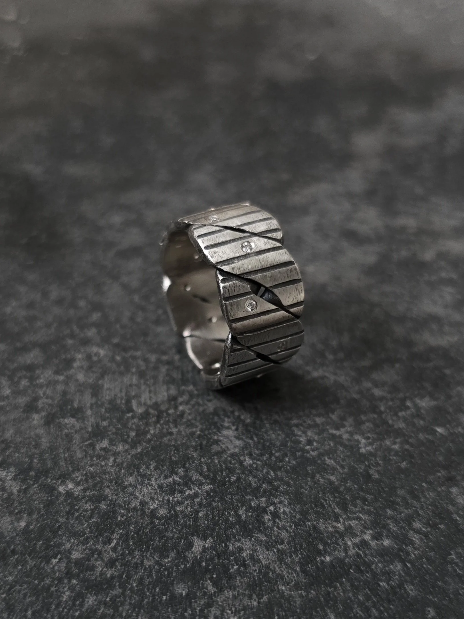 Sterling silver, client's own diamonds