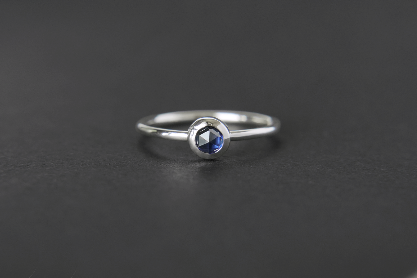 Sterling silver, lab-created blue sapphire