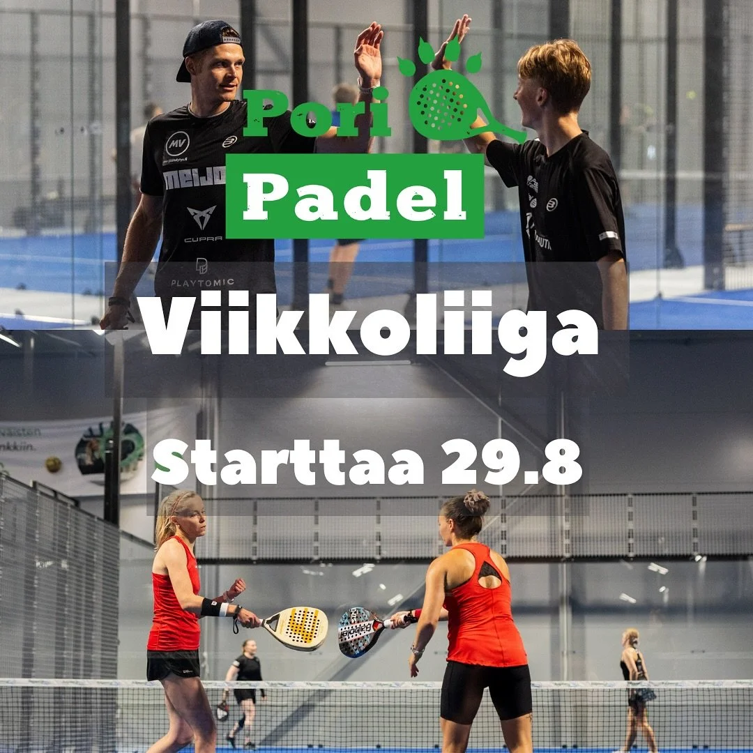 🔥Pori Padel Viikkoliiga🔥

‼️29.8 starttaa super suosittu Pori Padel Viikkoliigan syyskausi Miehille ja Naisille‼️

Gigantti Areena hinta:
13&euro;/kerta Pori Padel rryj&auml;sen
15&euro;/kerta ei j&auml;sen

Mikkolantien hinta:
10&euro;/kerta Pori 