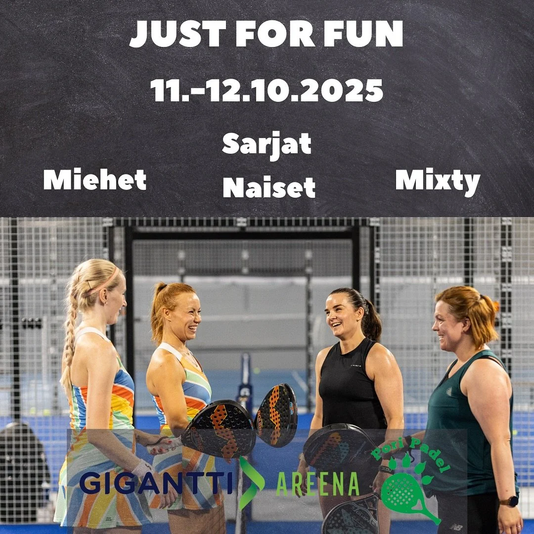 ‼️Just For Fun‼️

On turnausp&auml;iv&auml; niille pareille, jotka eiv&auml;t kilpaile muuten. Koko turnaus pelataan oman parin kanssa.

Pelipaikkana Pori Padel x Gigantti Areena

❌Mik&auml;li sinulla on Suomen Padelliiton alaisia ranking-pisteit&aum