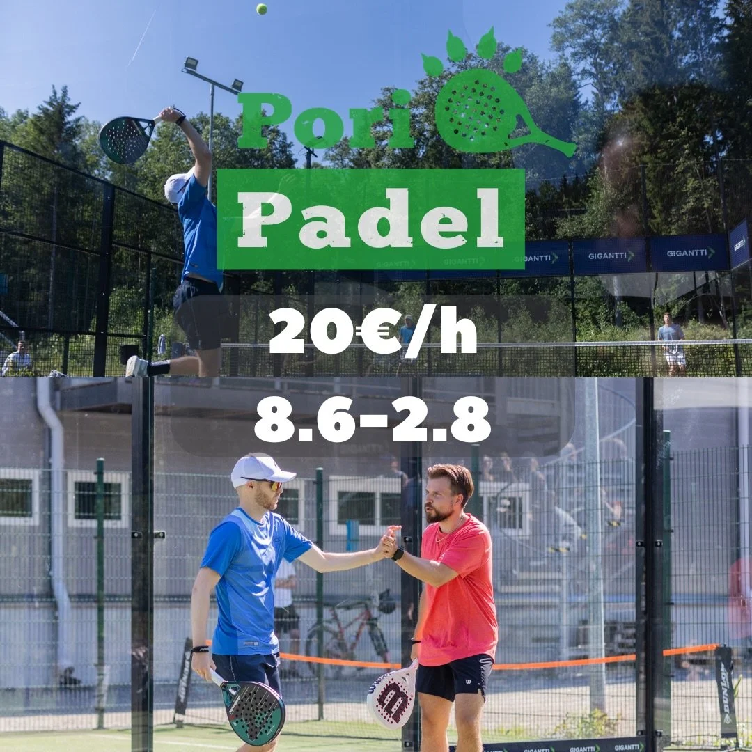 ☀️8.6-2.8 20&euro;/h☀️

☀️Kes&auml; l&auml;henee kovaa vauhtia ja halleissamme siirryt&auml;&auml;n kes&auml;kauteen☀️

Kes&auml;kauden aikana 8.6-2.8 kaikilla kentill&auml; tuntihinta 20&euro;/h

Mikkolantie 32 kent&auml;t 20&euro;/h
Pori Padel x Fe