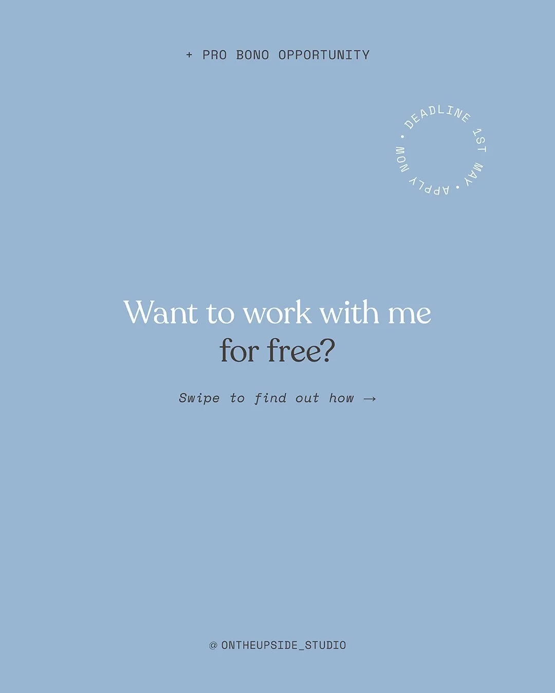 Every year I take on one project completely pro bono. Full studio treatment: brand identity, packaging, print, website design, whatever you need.
 
My 2026 spot is still open, and I haven&rsquo;t found the right project yet. So I&rsquo;m being explic