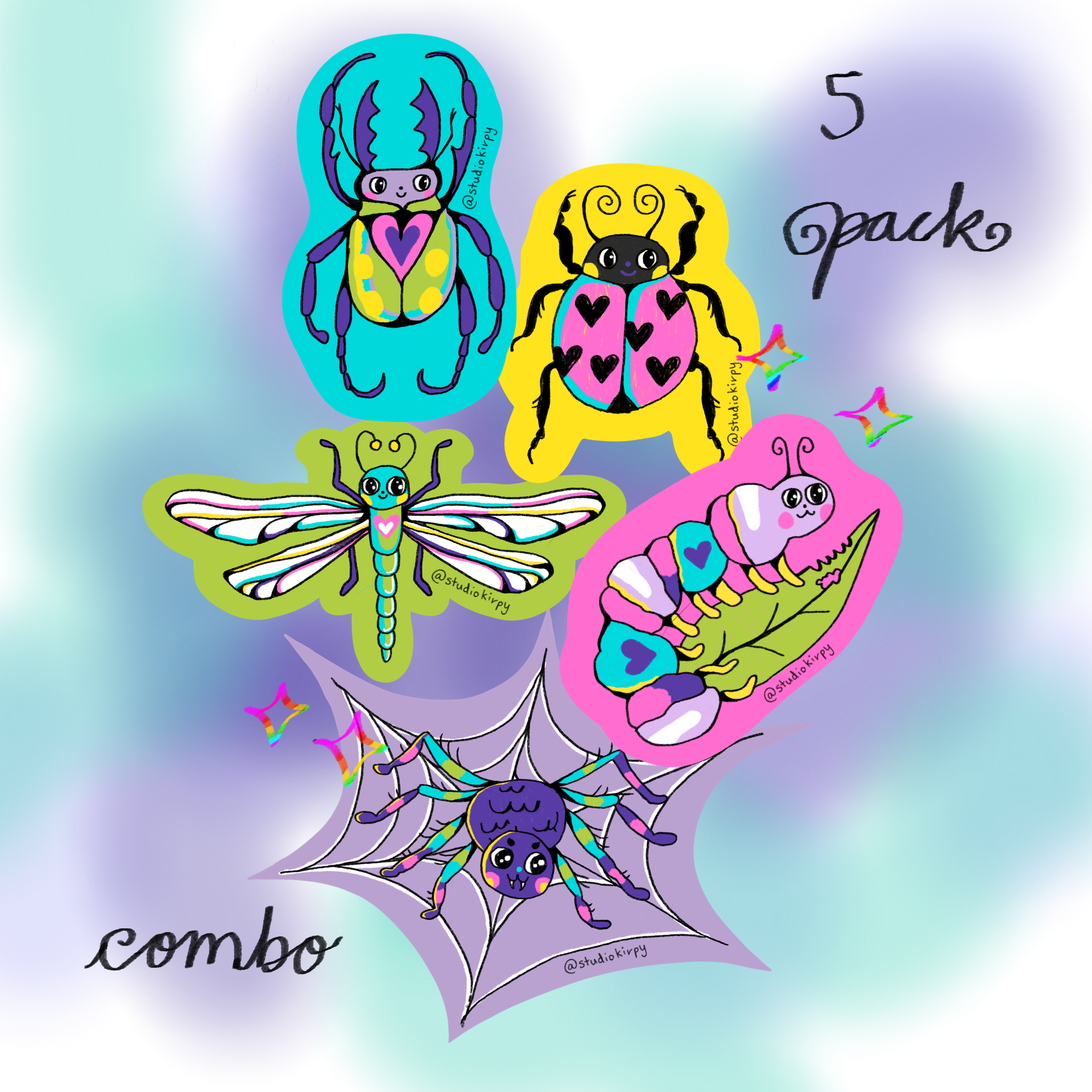 critters holographic sticker pack of 5