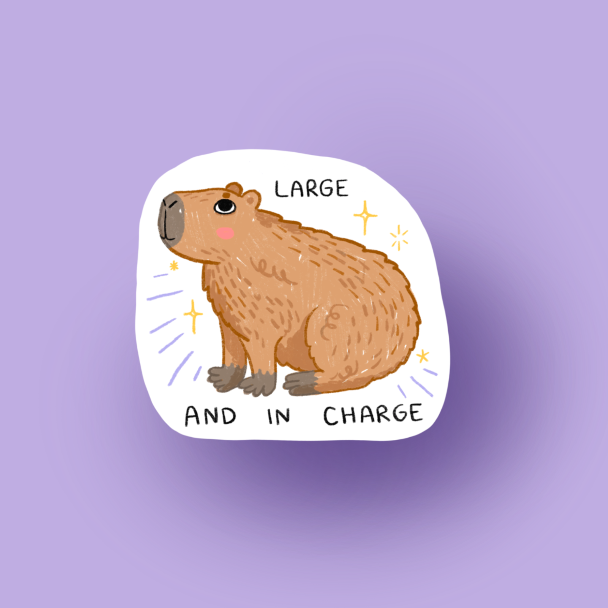 capybara vinyl sticker 'large and in charge'