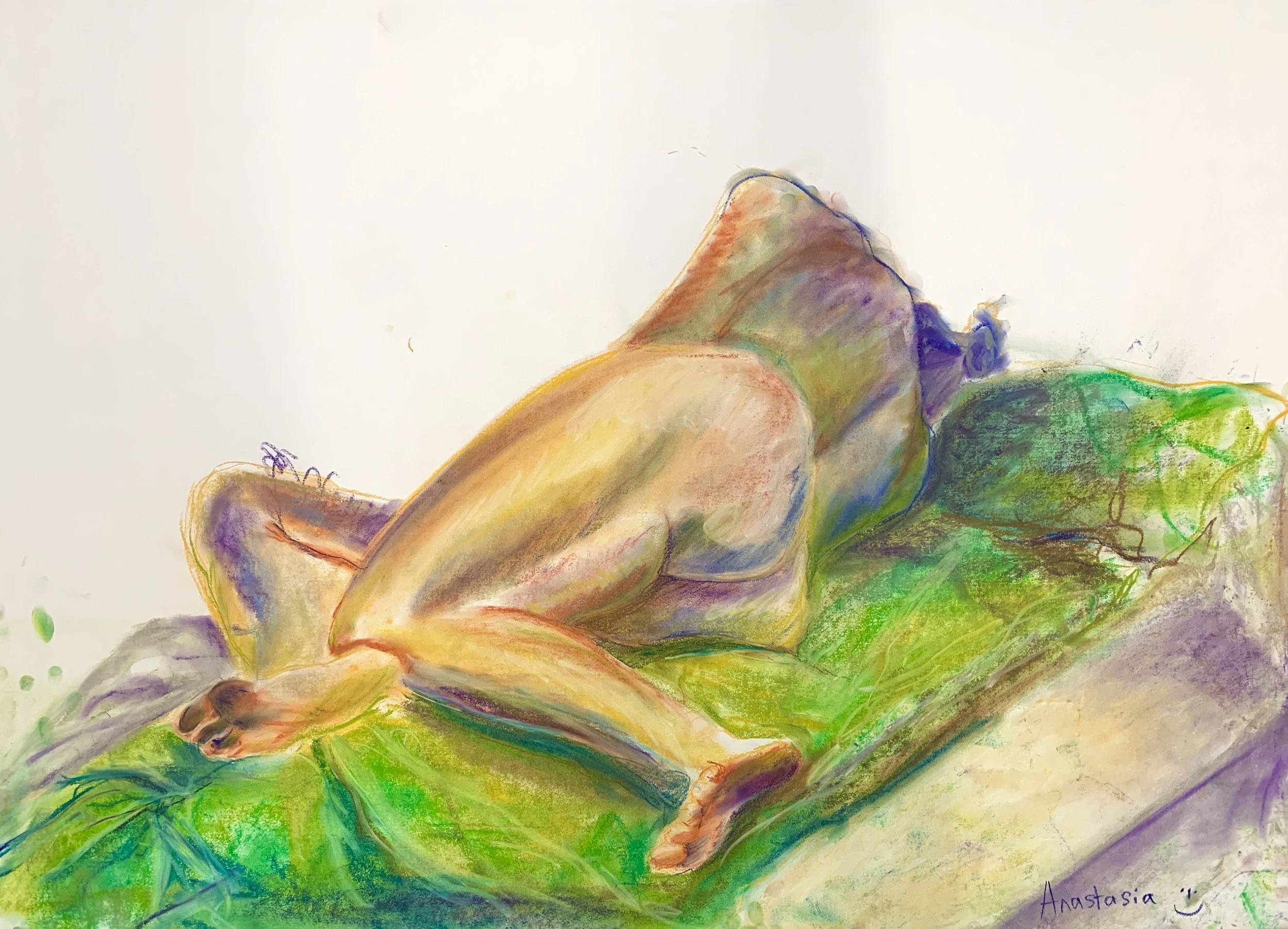 '1 hour lay' soft pastel on paper, 2023