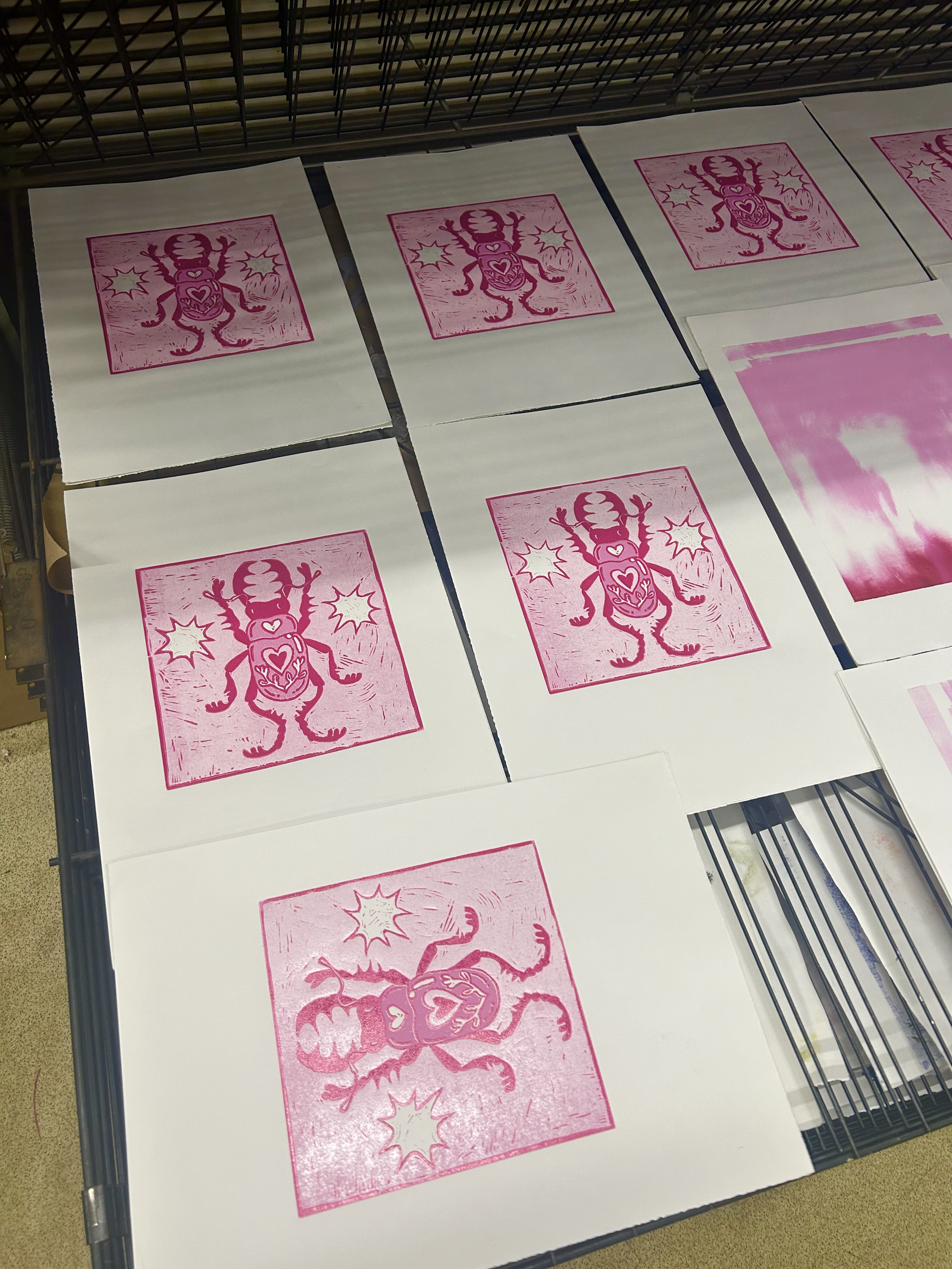 reduction linoprints in the making, 2023