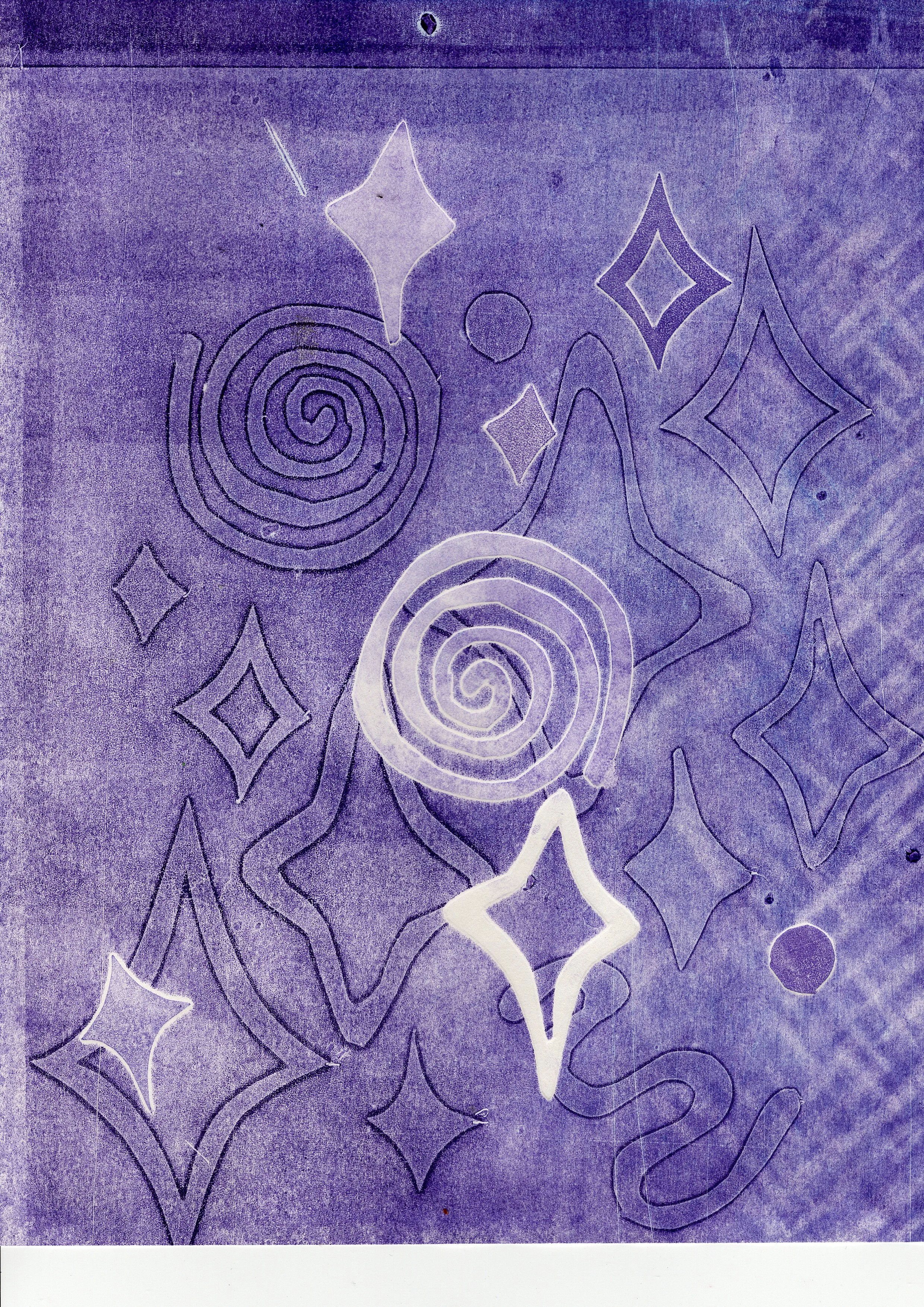 'star stencils III' lino stencil print, 2024