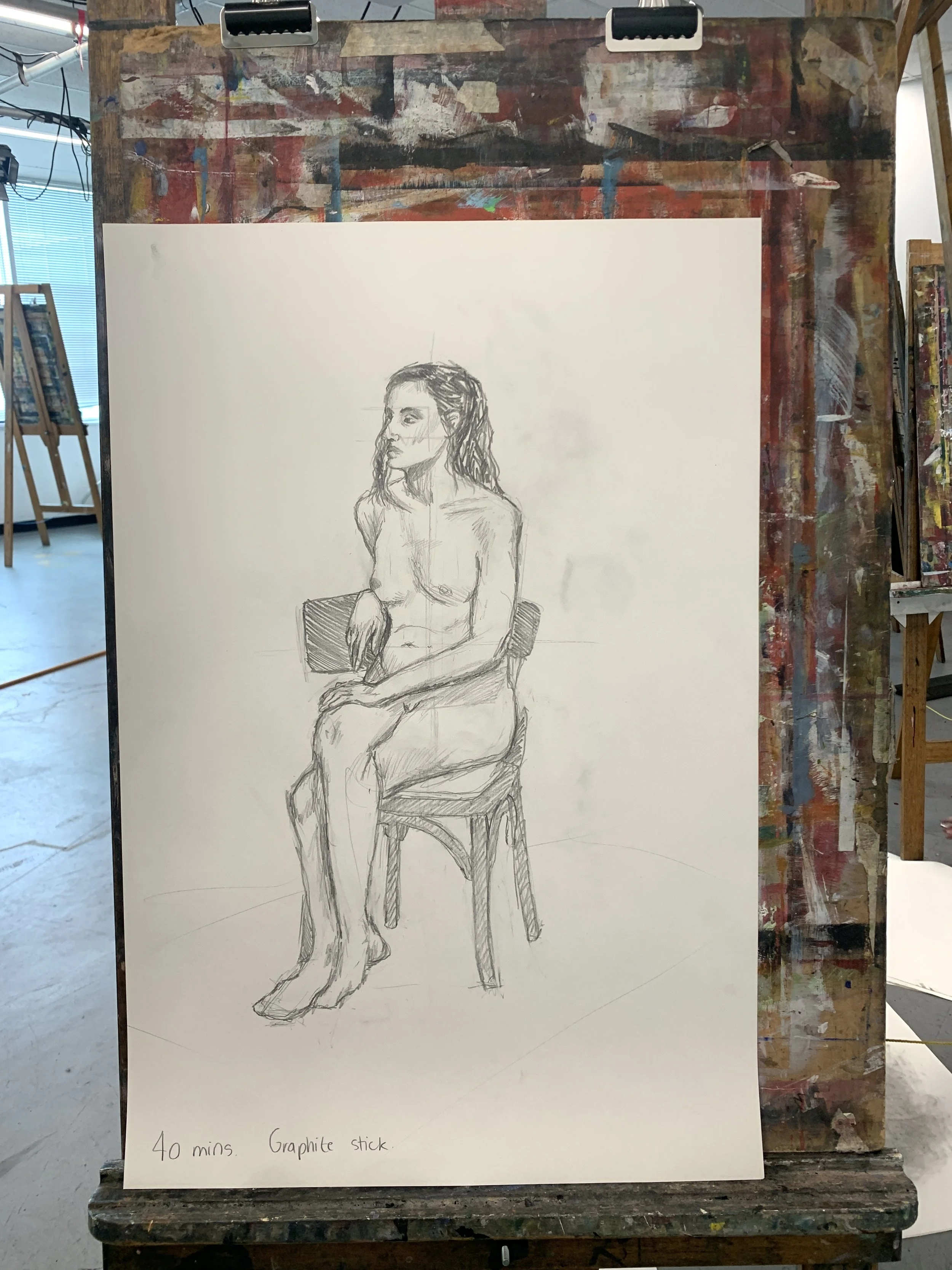 '40 mins portrait' graphite stick on paper, 2023