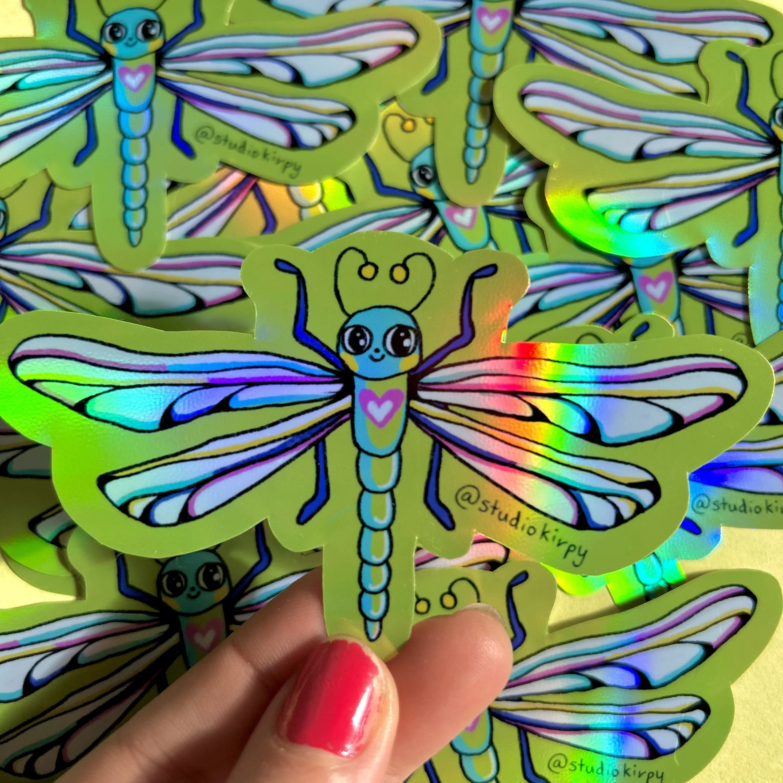 holographic dragonfly sticker