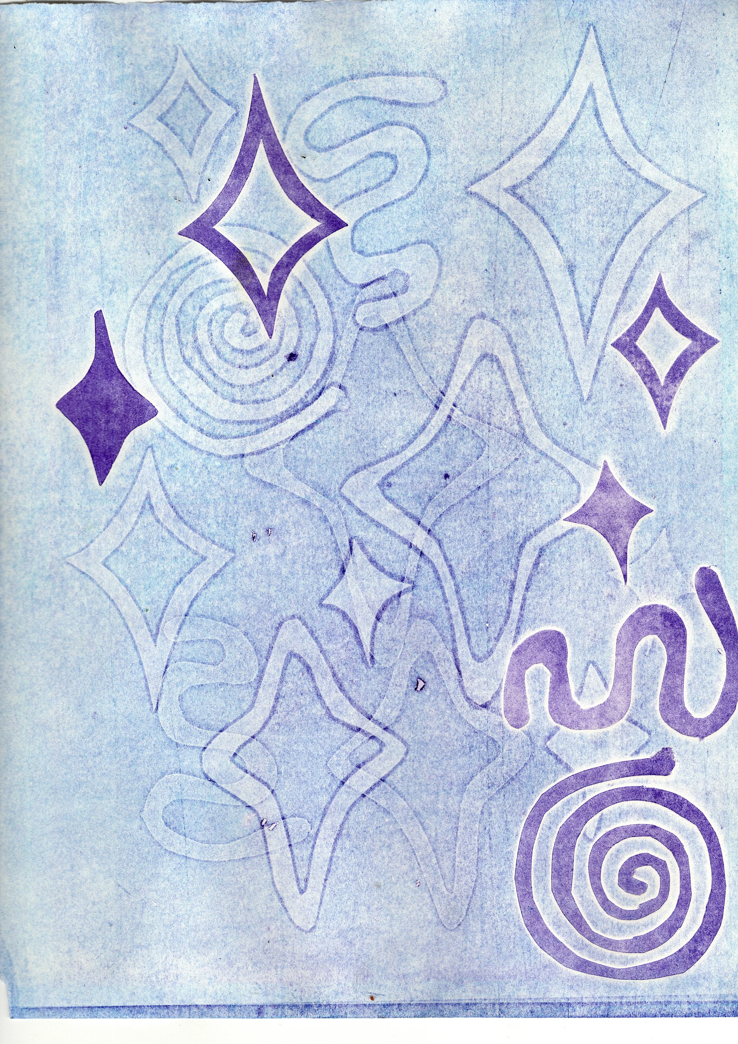 'star stencils IIII' lino stencil print, 2024