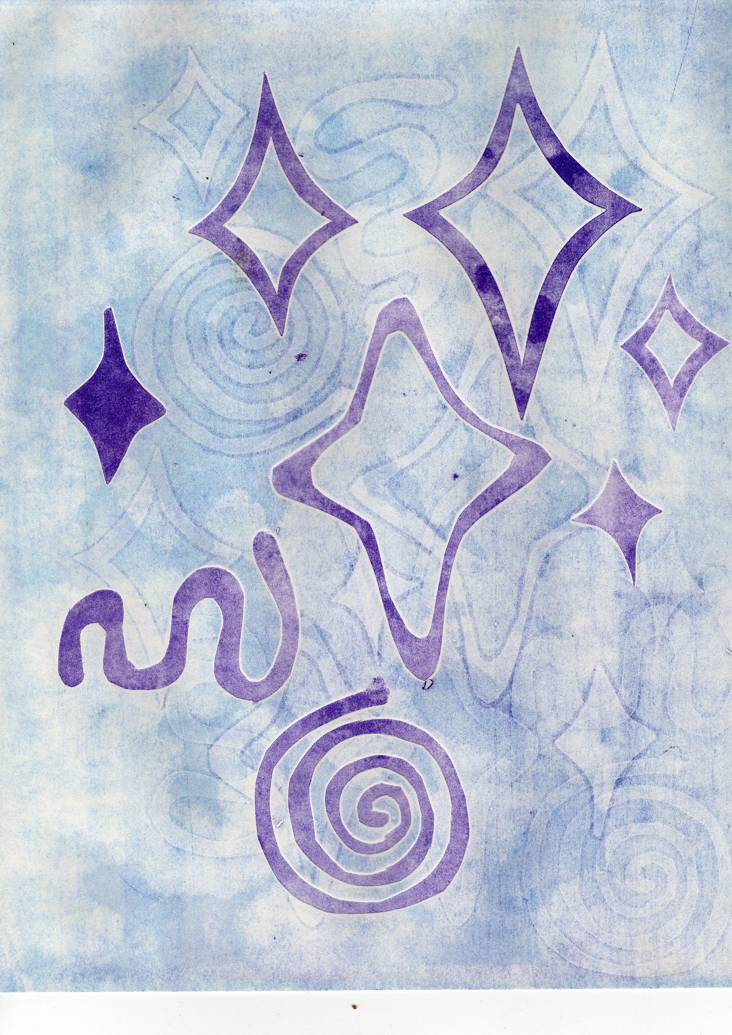 'star stencils X' lino stencil print, 2024