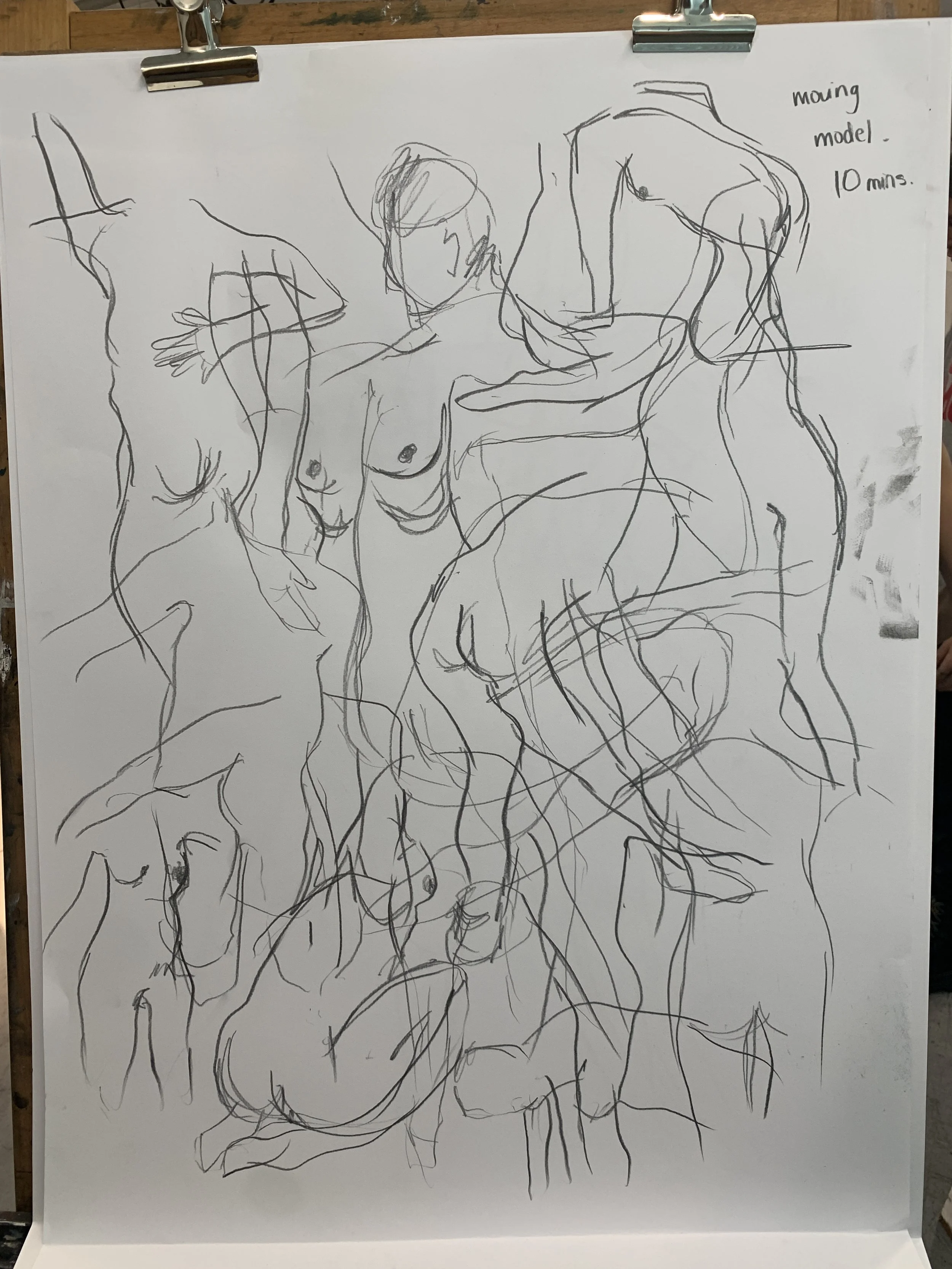 '10 mins poses' graphite on paper, 2023