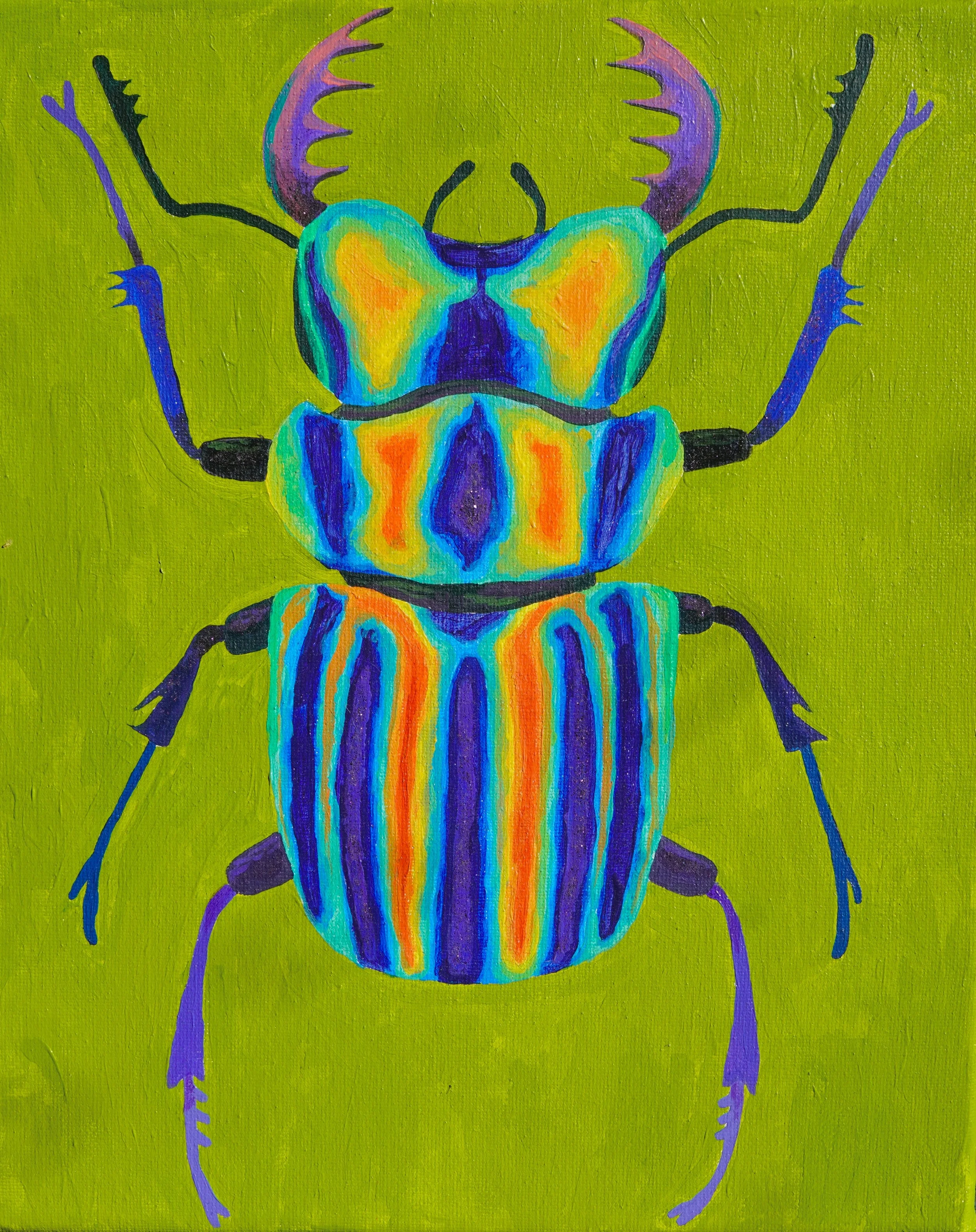 rainbow beetle - original acrylic painting