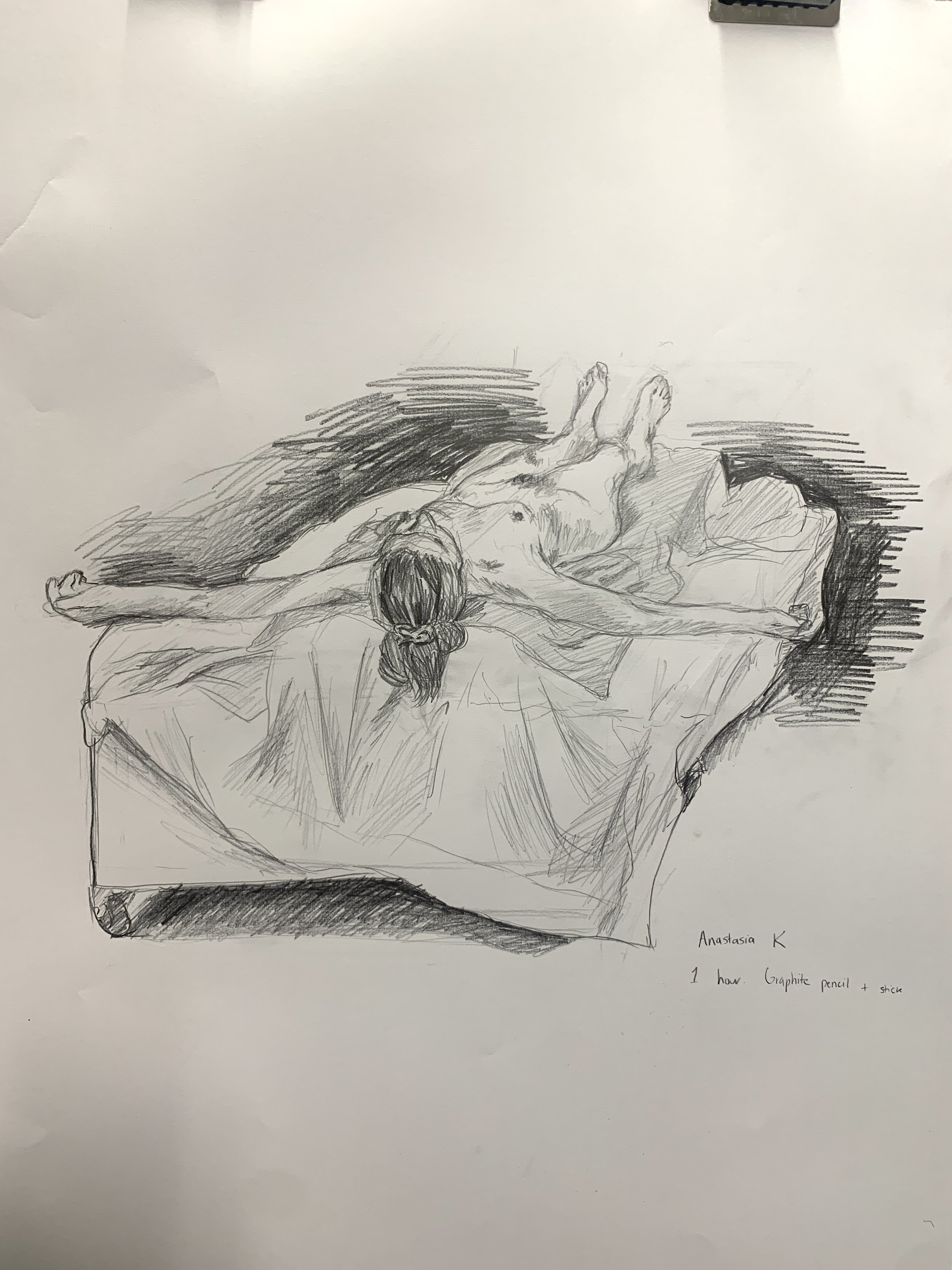 '1 hour pose' graphite stick on paper, 2023