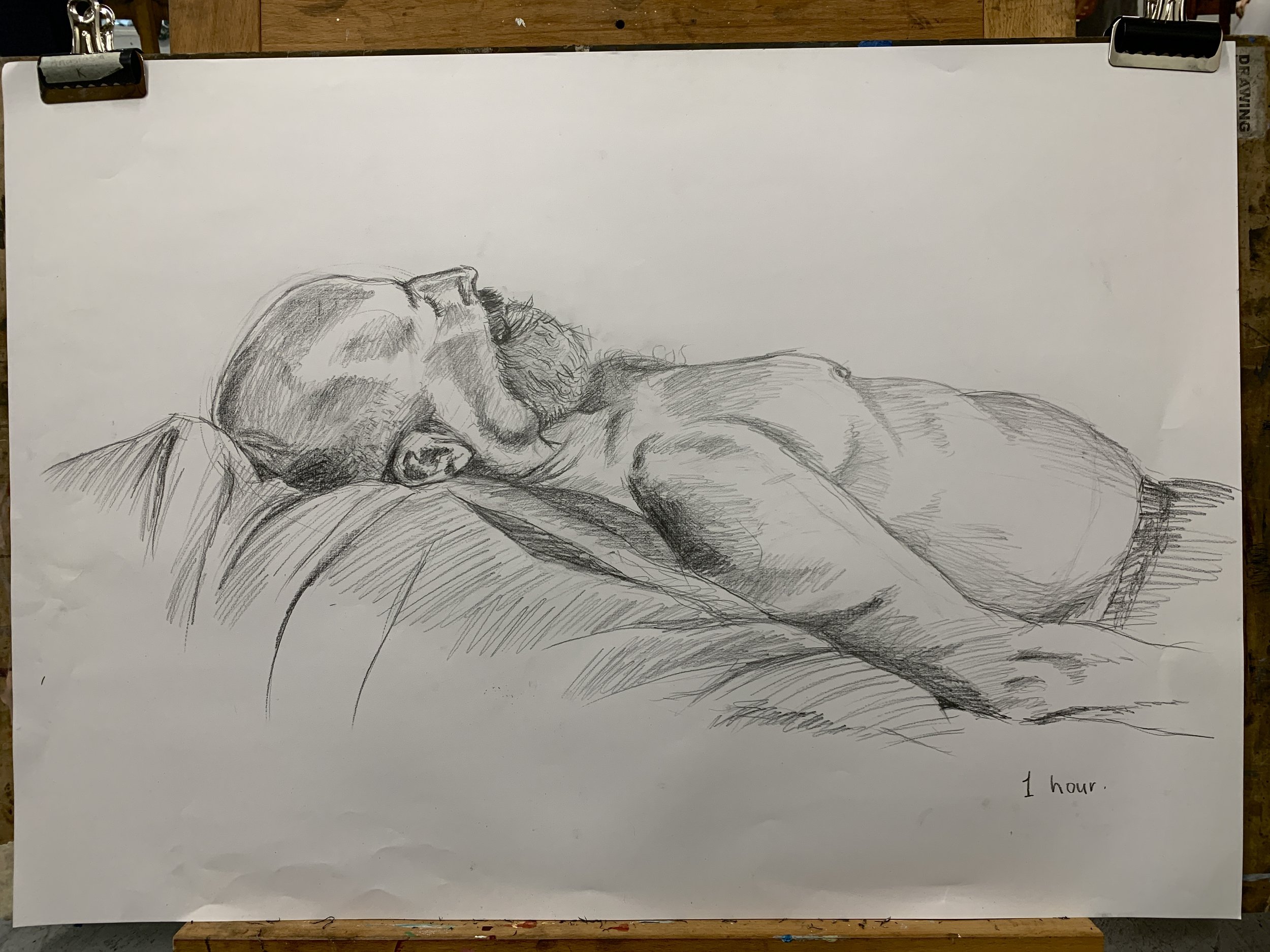 'another 1 hour pose' graphite stick on paper, 2023