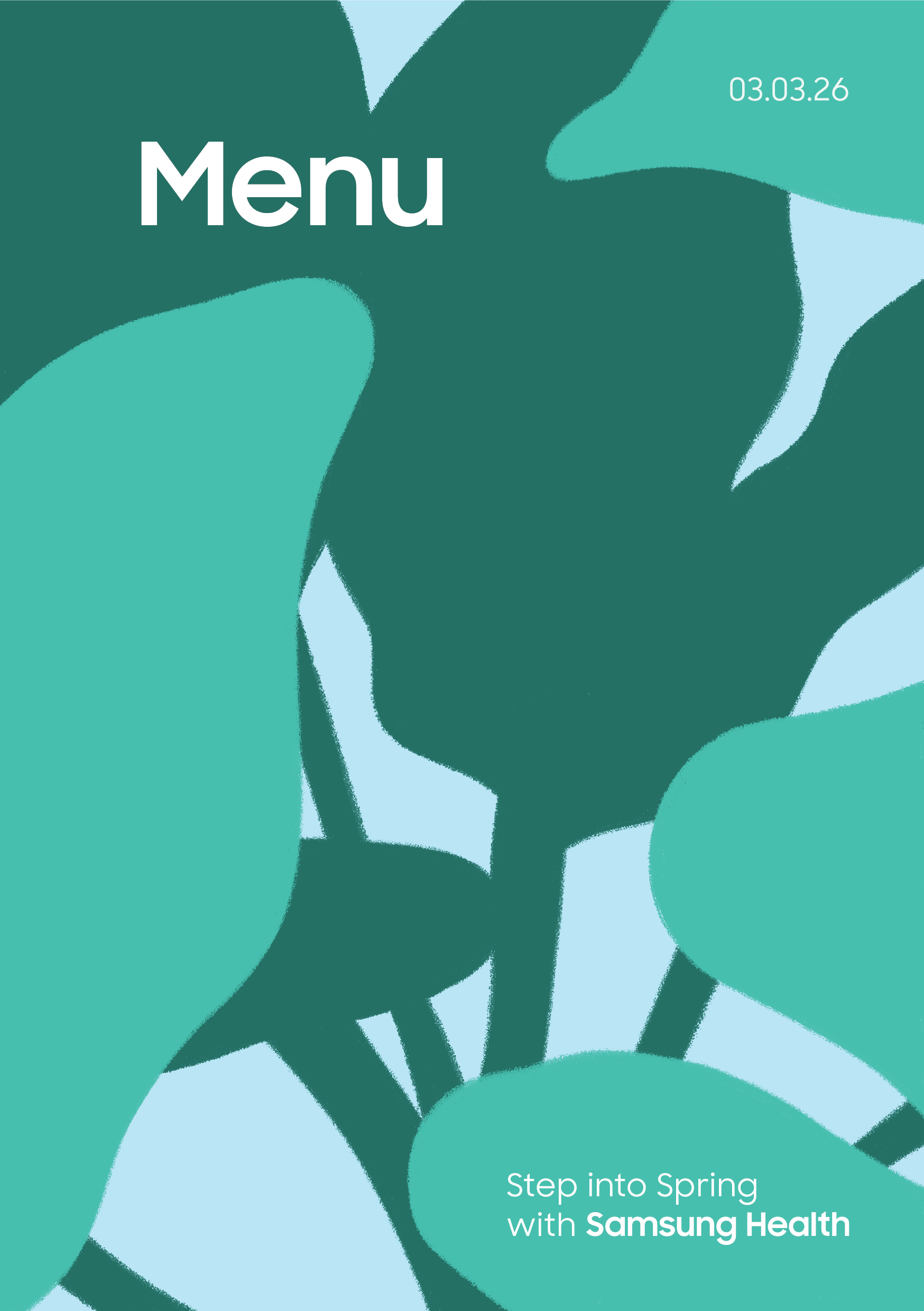 Spring-themed menu cover. By Nicole Vanner.