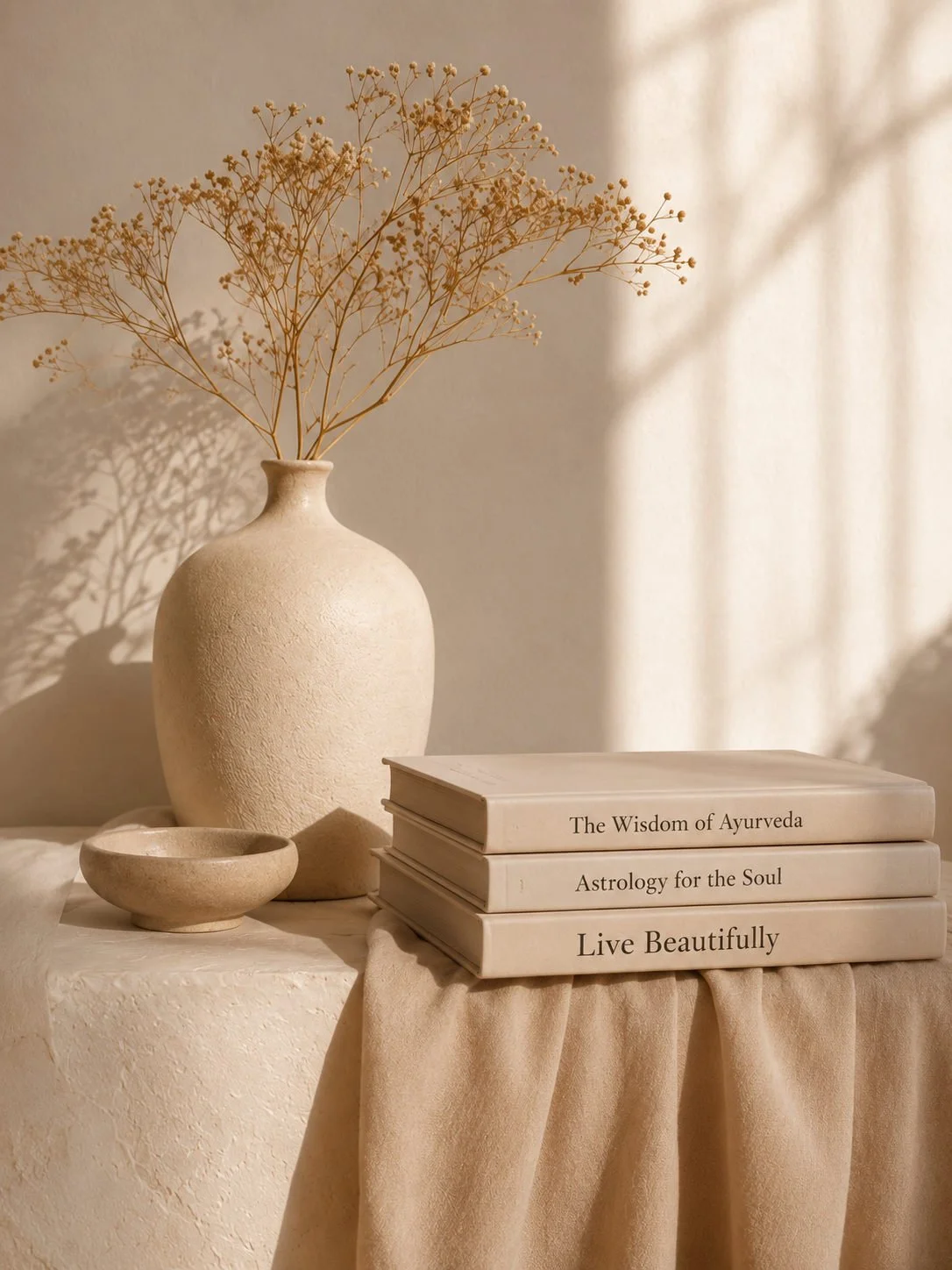 Still life vase and books