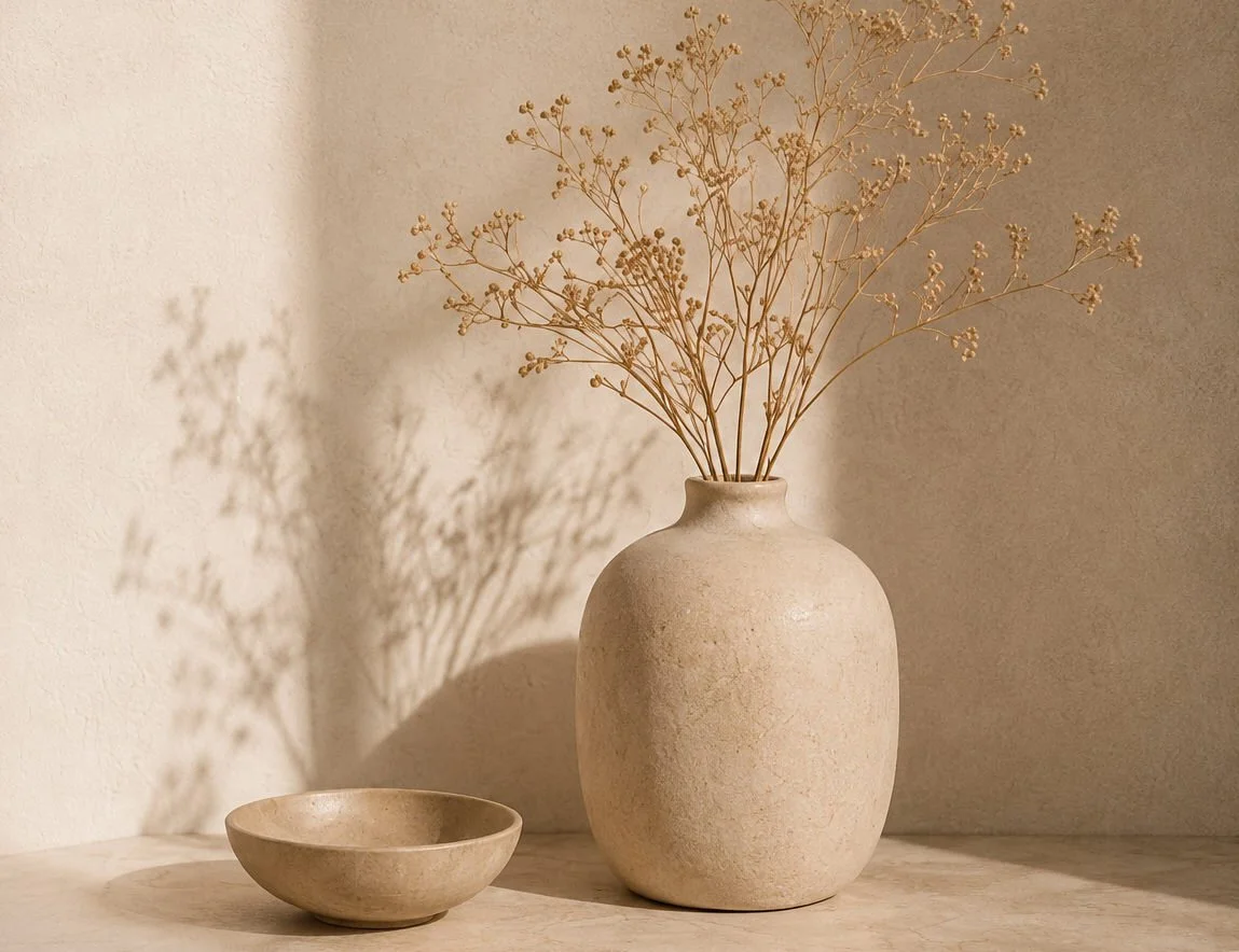Decorative vase and books