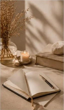 Journal and candle