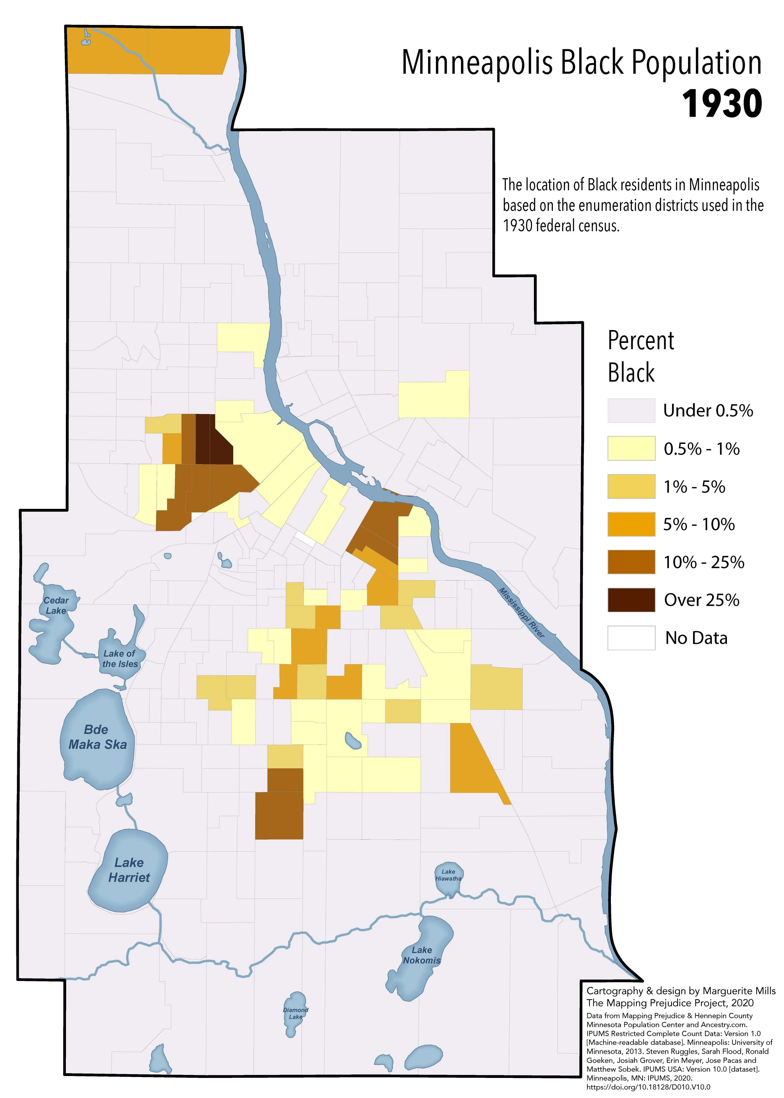 Marguerite Mills, “Minneapolis Black Population 1930,” Mapping Prejudice Project, Mapping Prejudice, accessed Aug. 11, 2026.