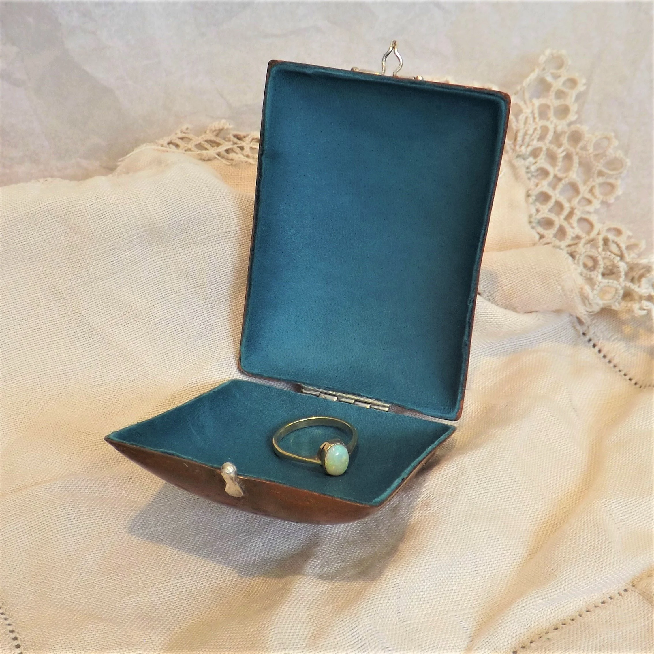 Orange-Brown Rectangle Box open with a ring.JPG