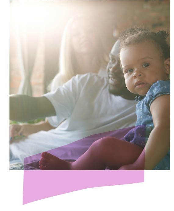 interracial family made up of a white mother, black father and baby