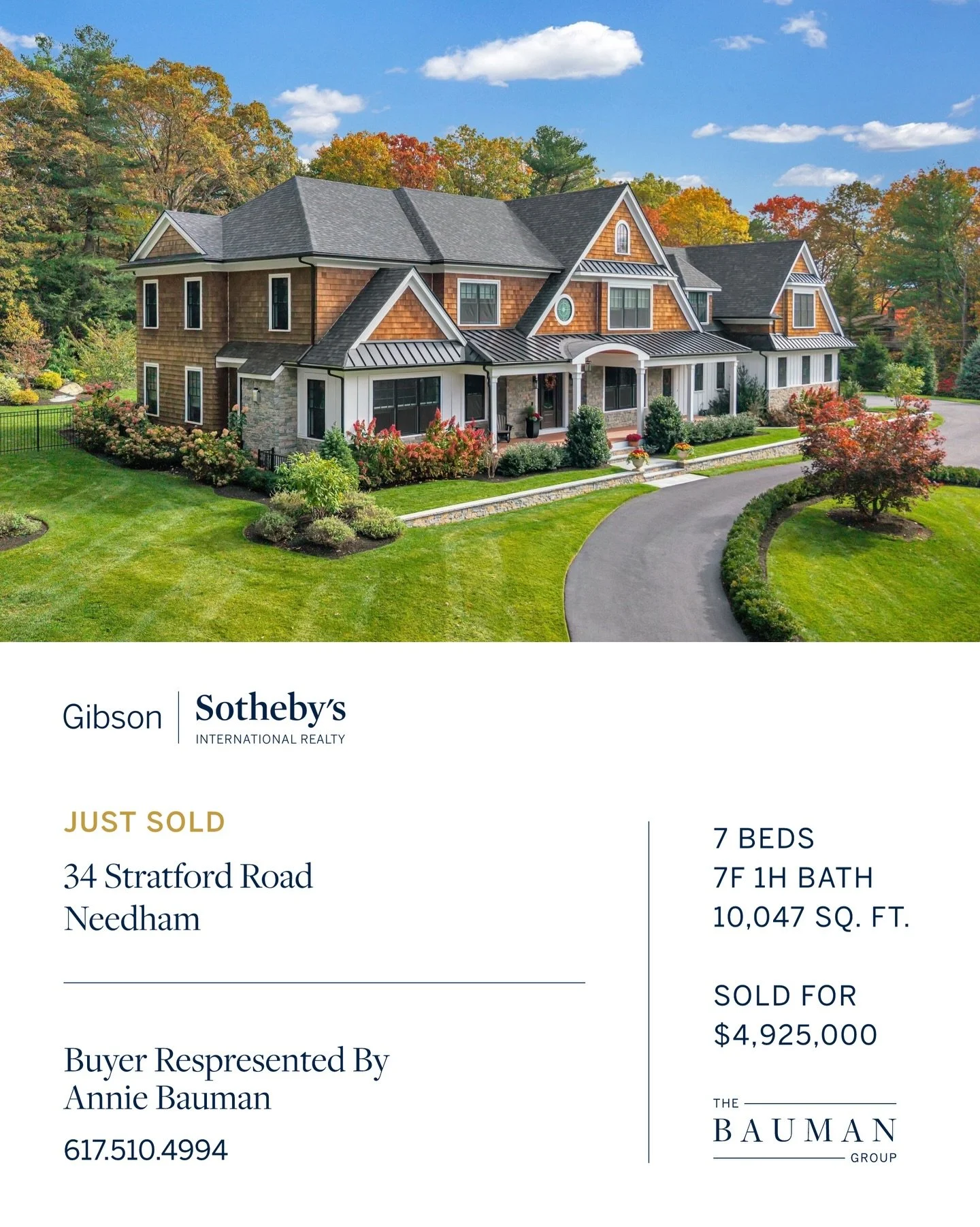 Congratulations to our wonderful buyers who closed yesterday AM on this gorgeous, young Country Way Estate property. This search required qualifying a short list of homes that would accommodate a large family w/complex commuting needs. Needham MA is 